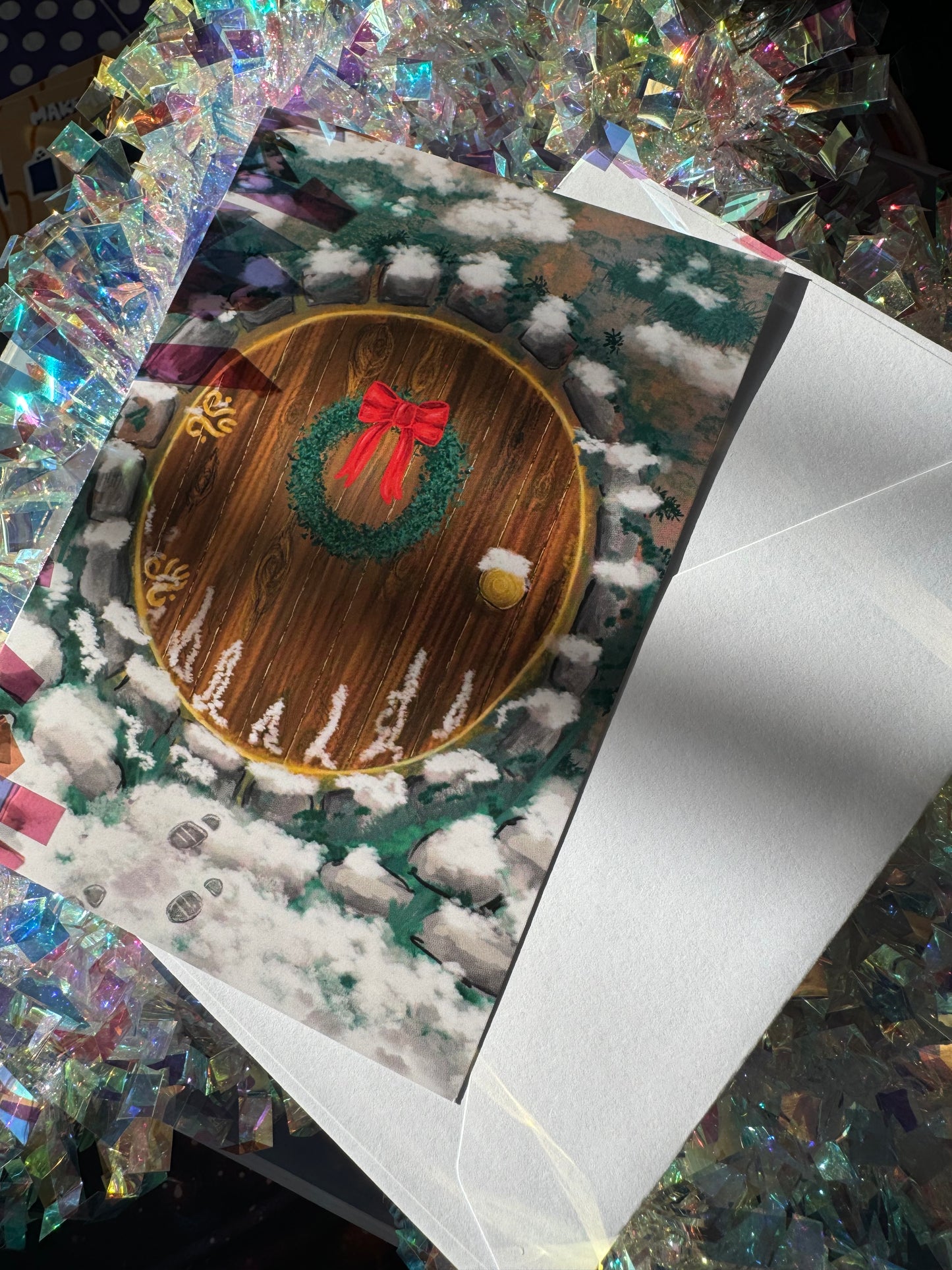 Festive Fairy Door Greeting Card Hobbit