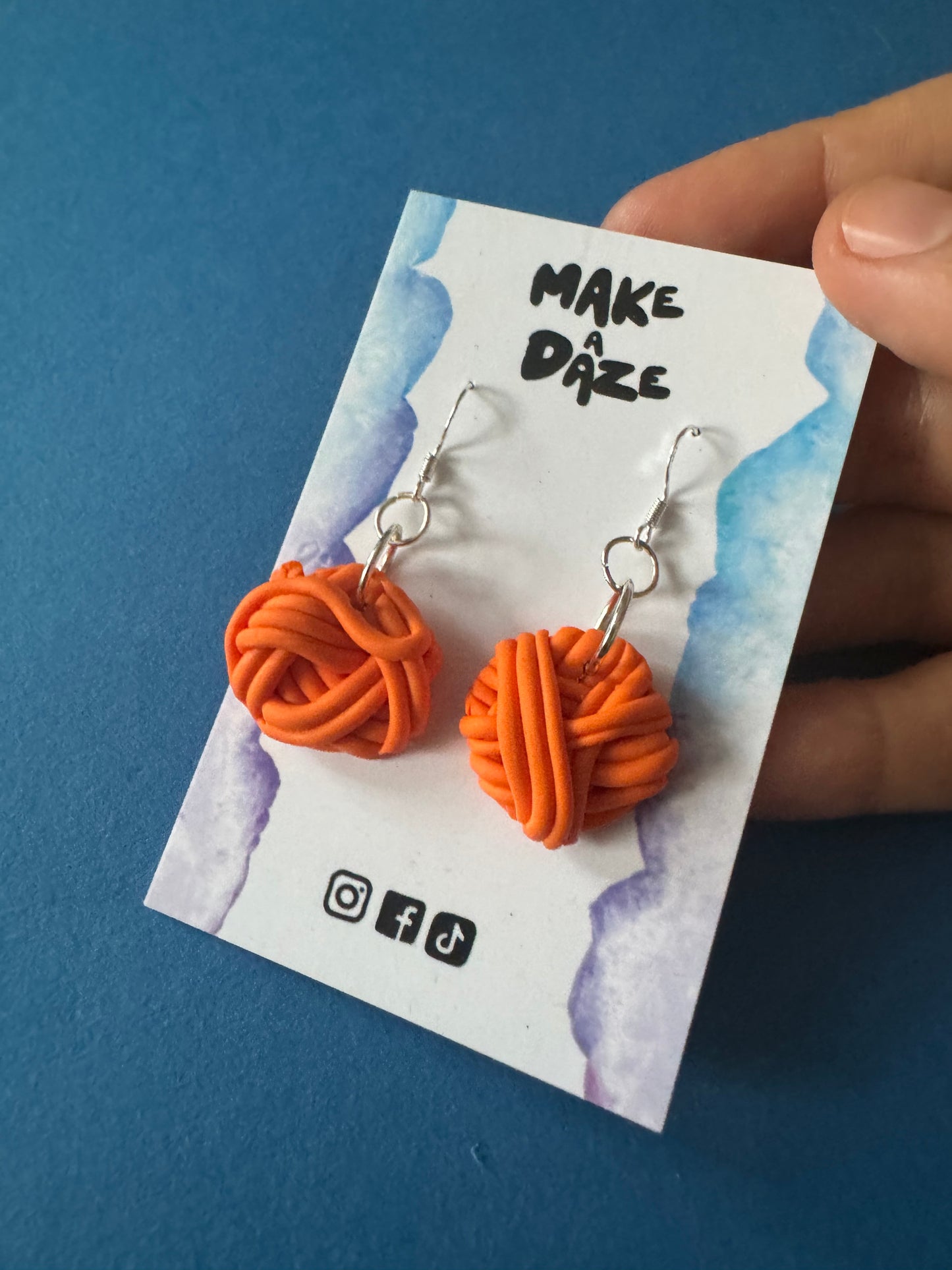 Wool Yarn Ball Polymer Clay Earrings