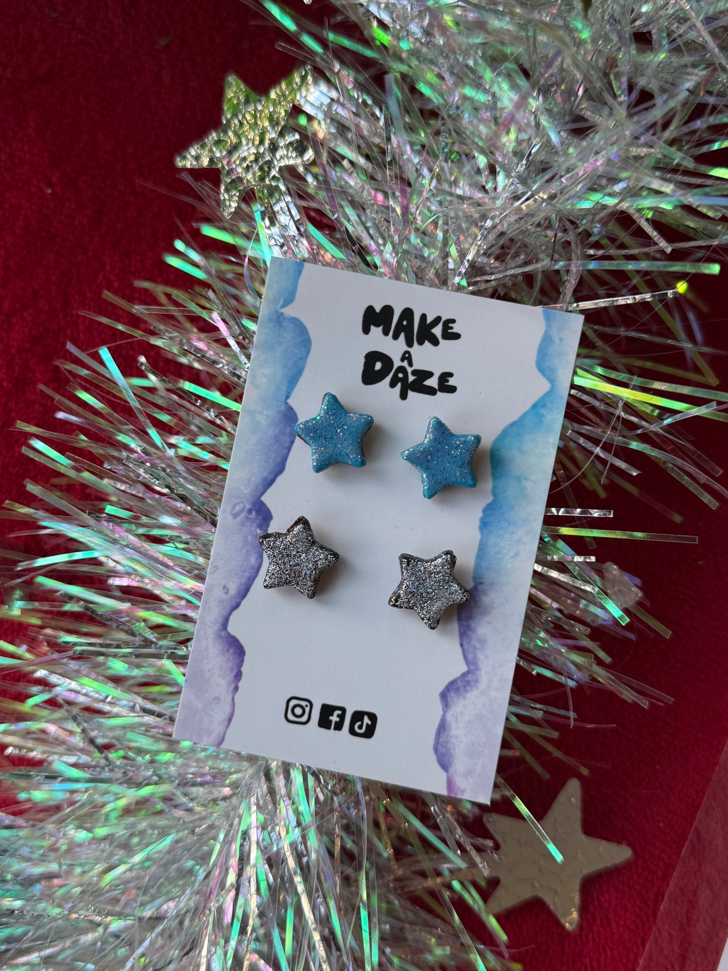 Sparkle Glitter Star studs Earring set