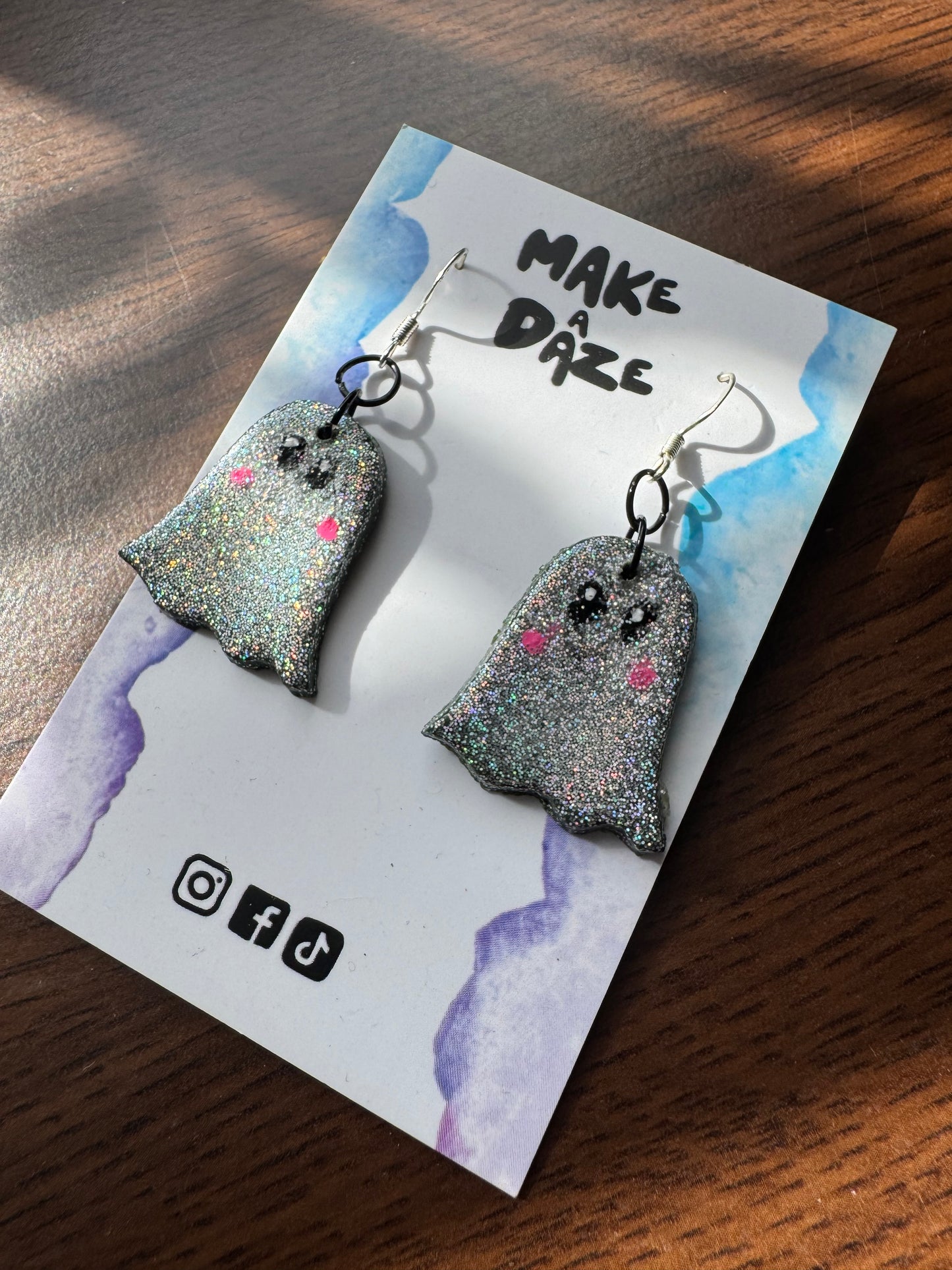 Sparkle Glitter Ghostie Earrings for Disco Vibes