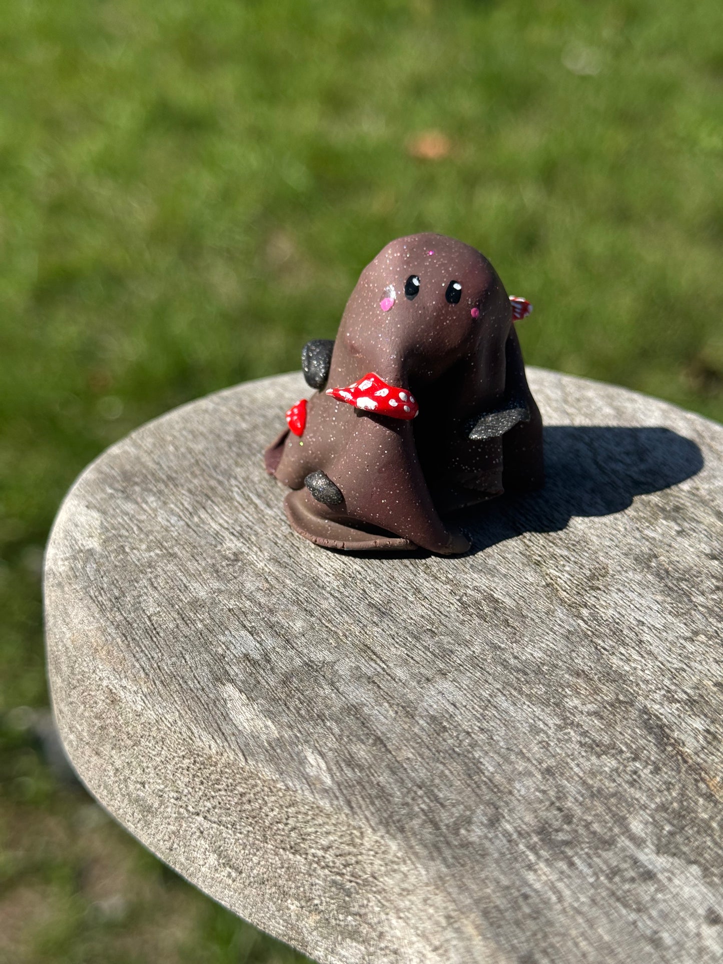 Ghost Buddy Figure: Brown Ghost with Mushrooms and moss