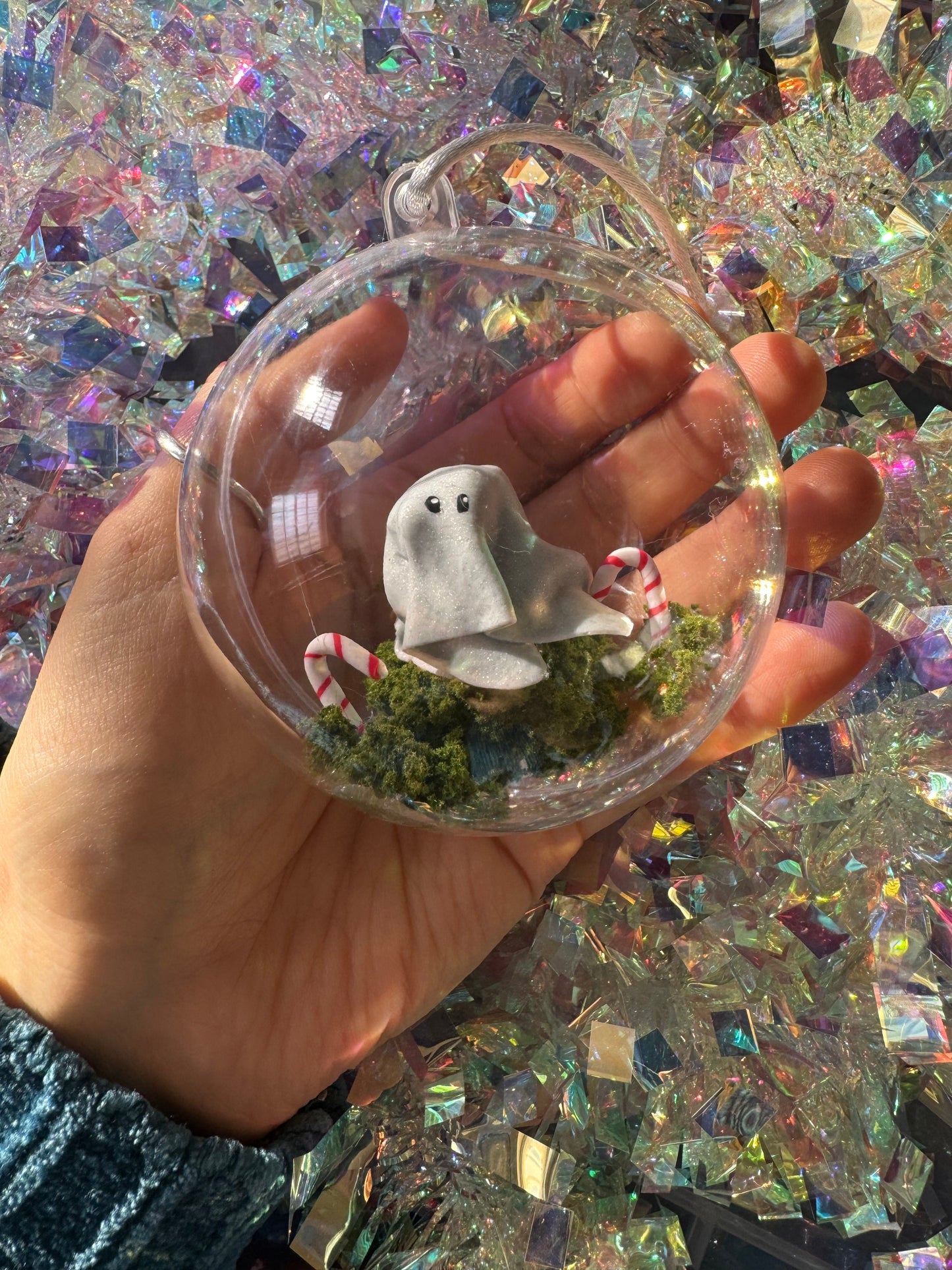 Festive Ghost Large Bauble Decoration