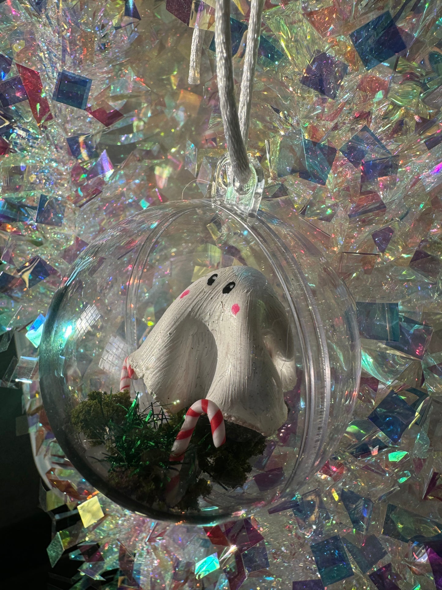 Christmas Hand Painted Ghost Small Bauble Decoration