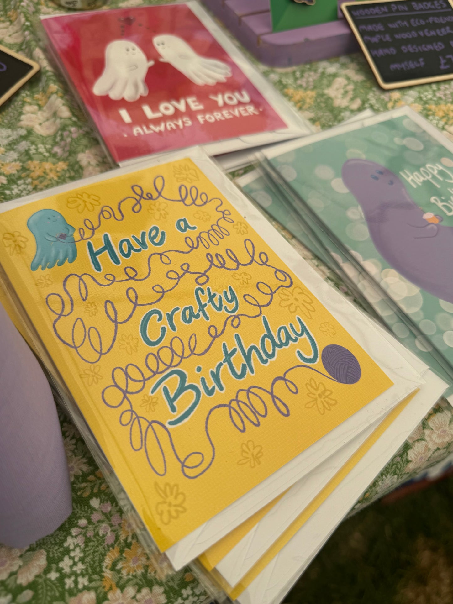 Happy Birthday Crafter Ghost Knitter Greeting Card