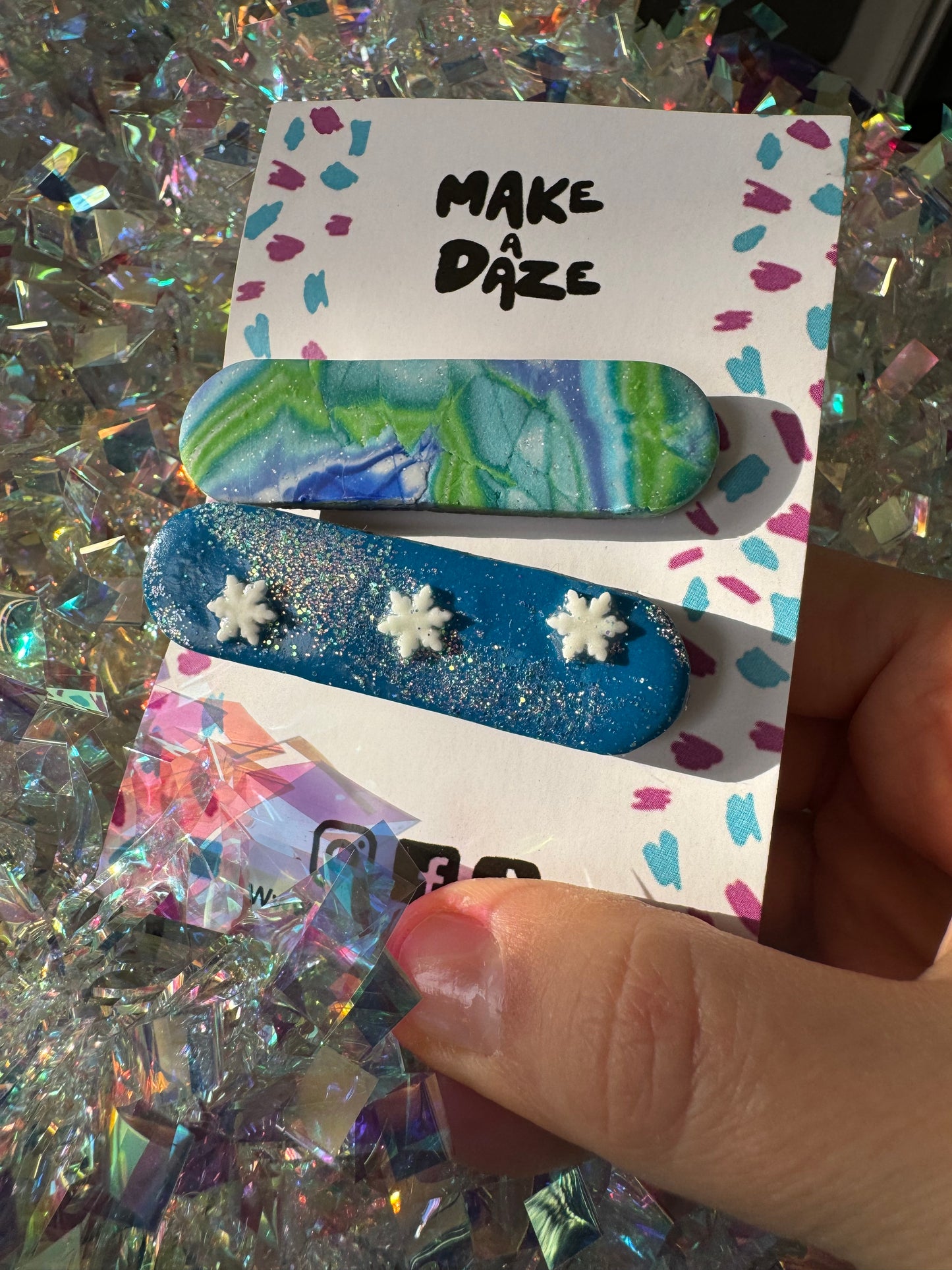 Blue Mix Festive Hair Clips Twin Pack