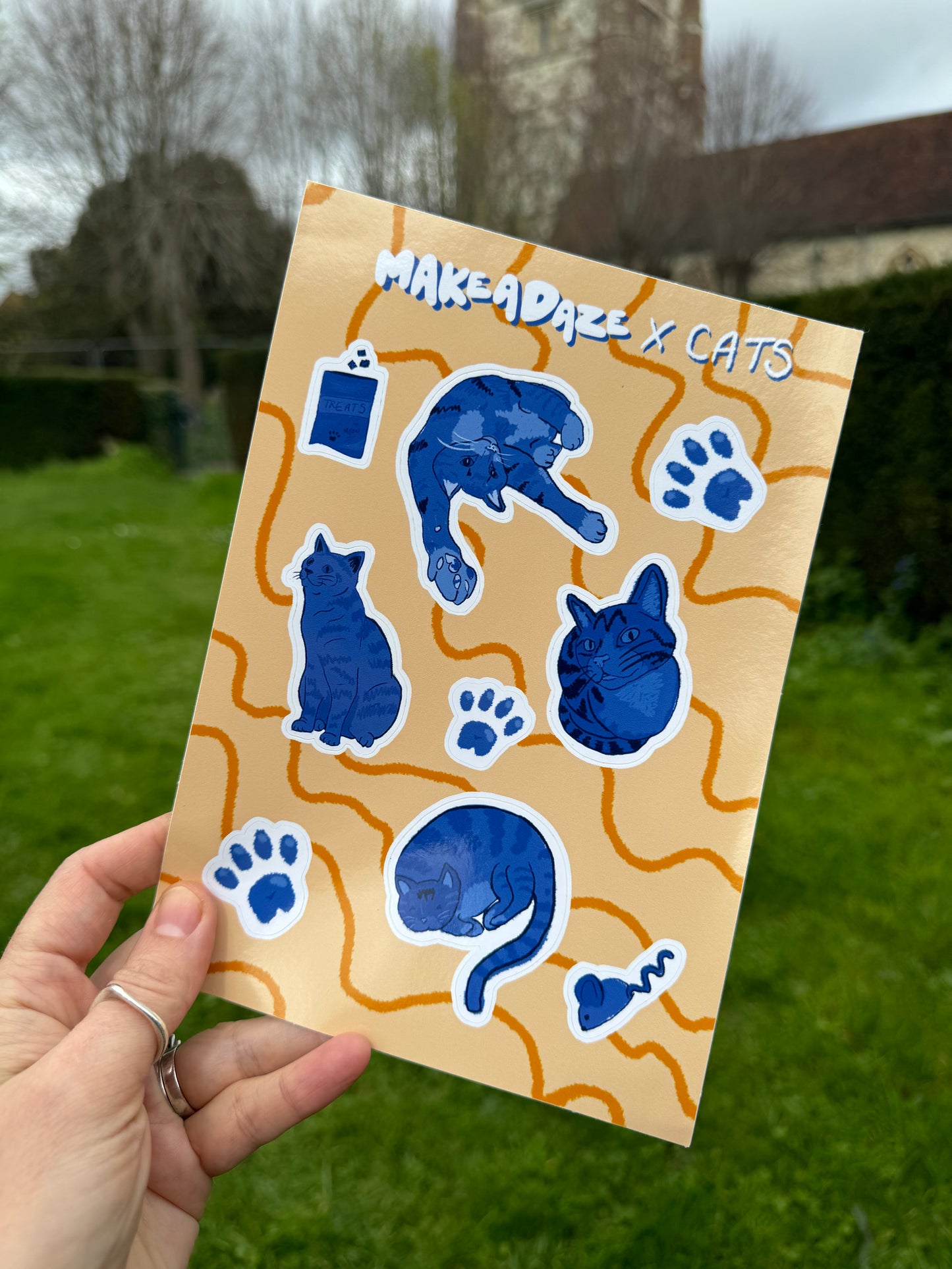 Blue Cat Vinyl Sticker Sheet