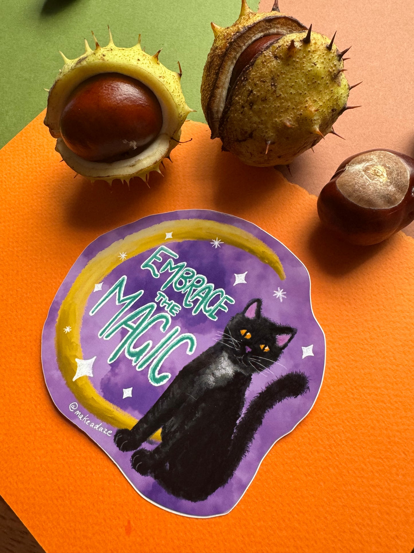Magic Black Cat Witch Vinyl Sticker