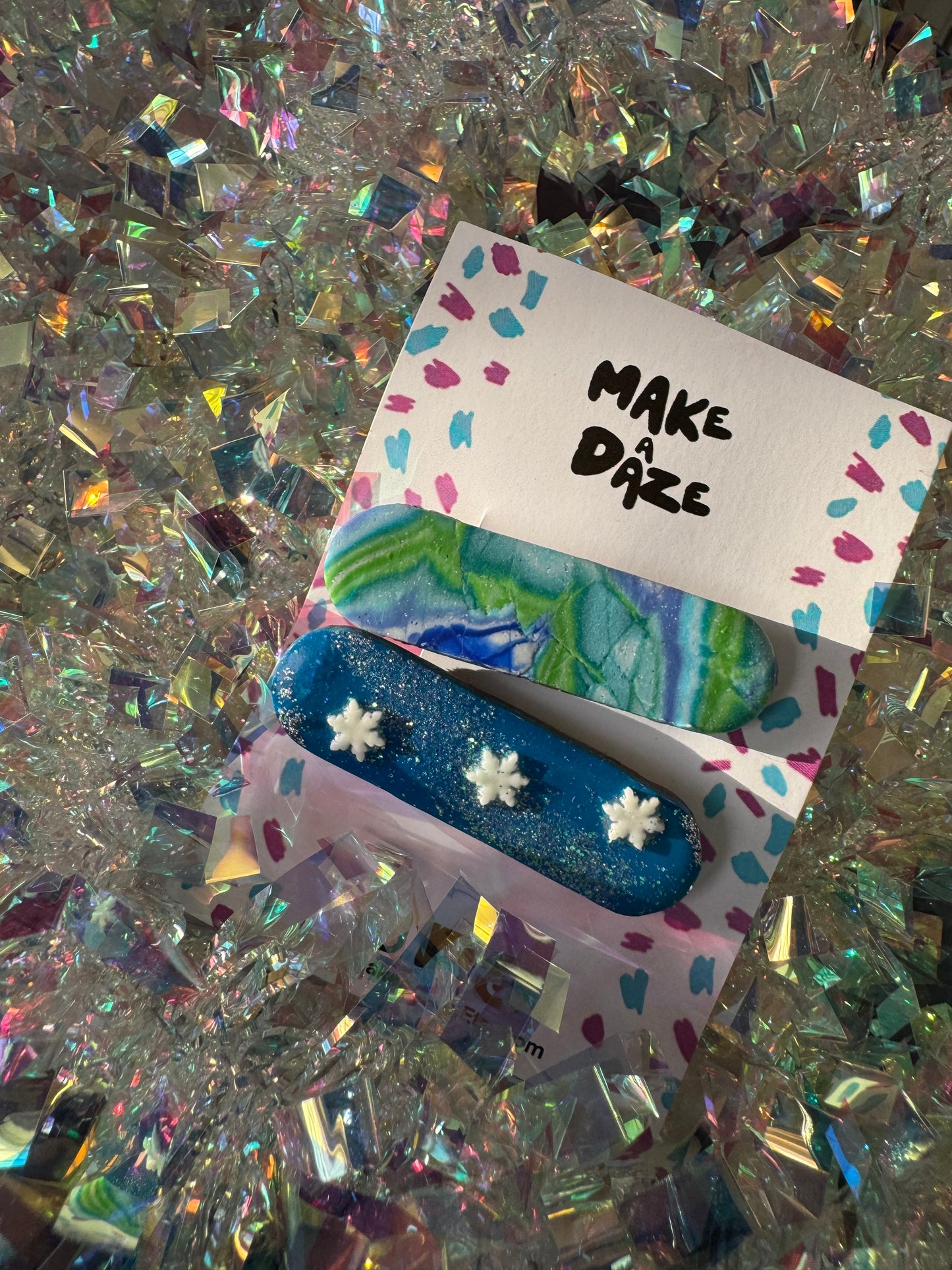 Blue Mix Festive Hair Clips Twin Pack