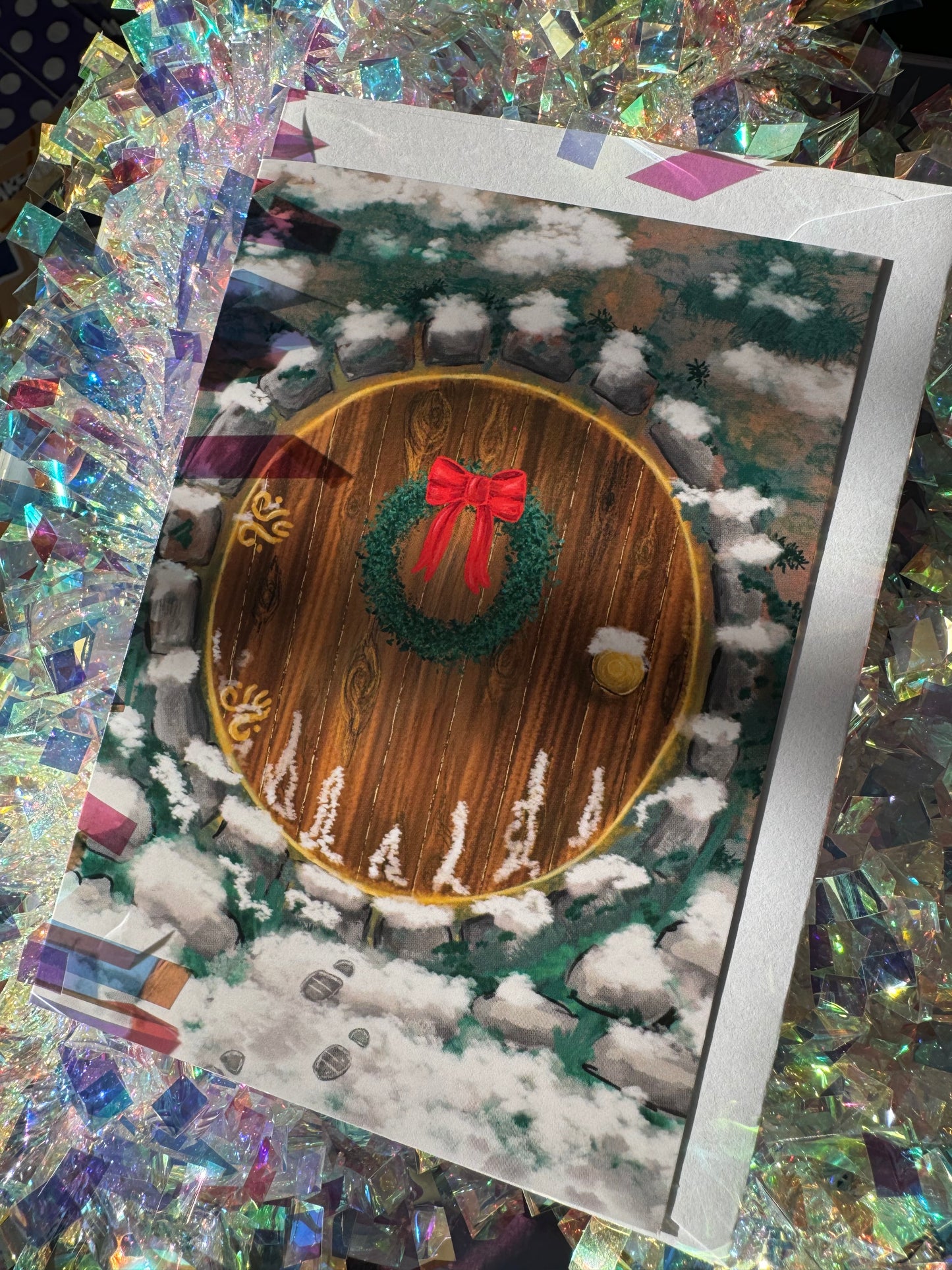 Festive Fairy Door Greeting Card Hobbit