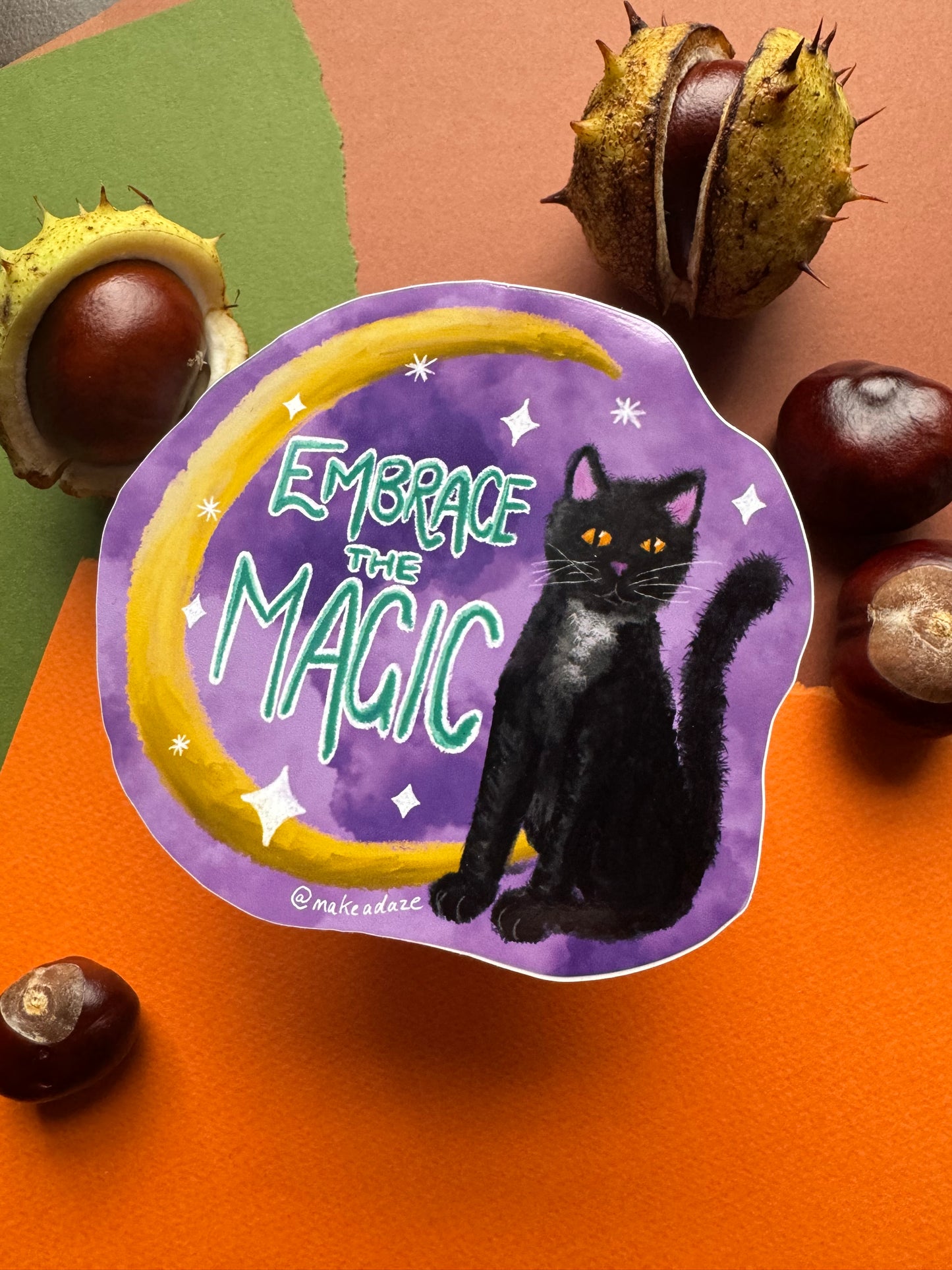 Magic Black Cat Witch Vinyl Sticker