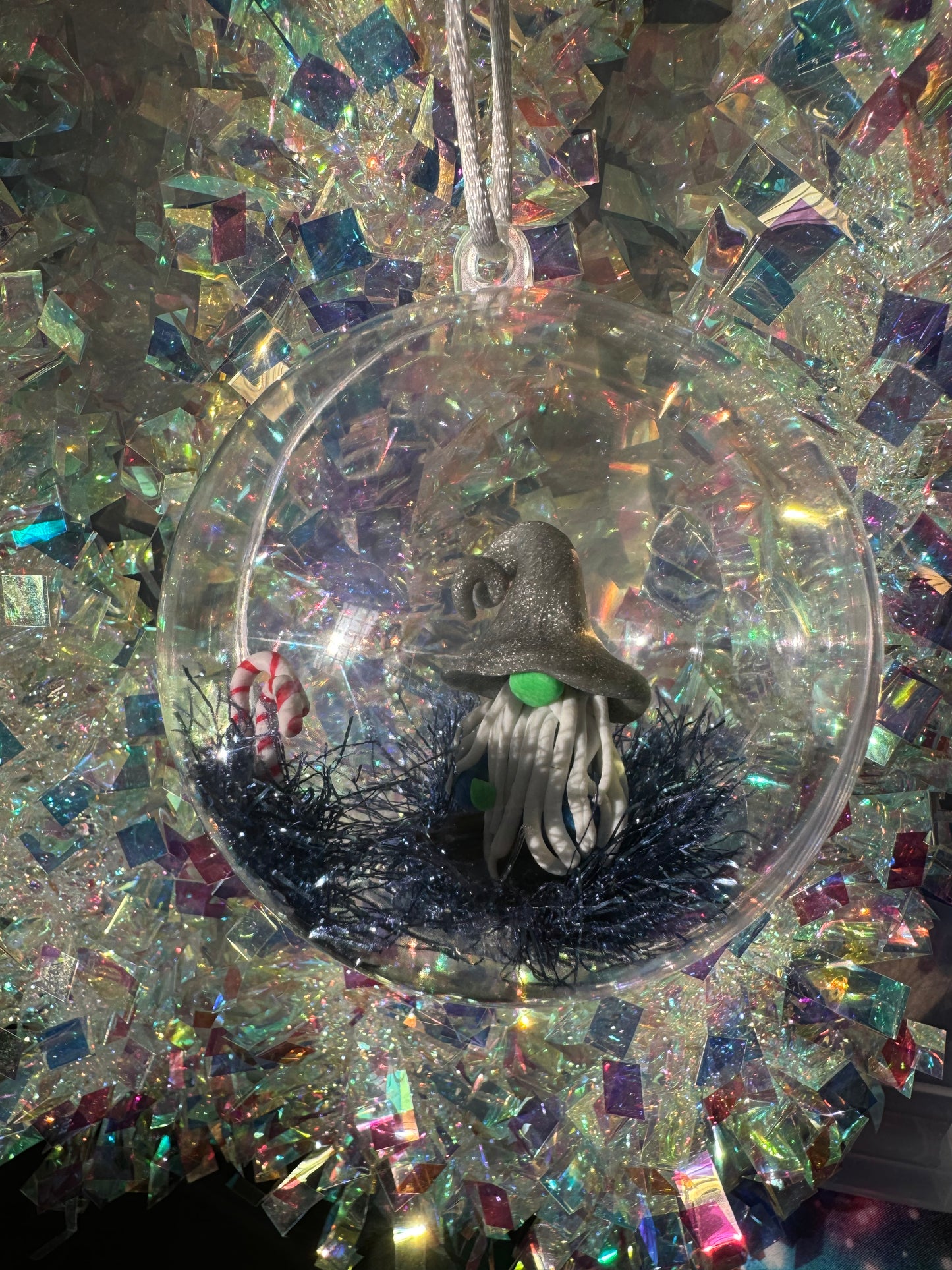 Silver hat Gonk Gnome Large Bauble Decoration