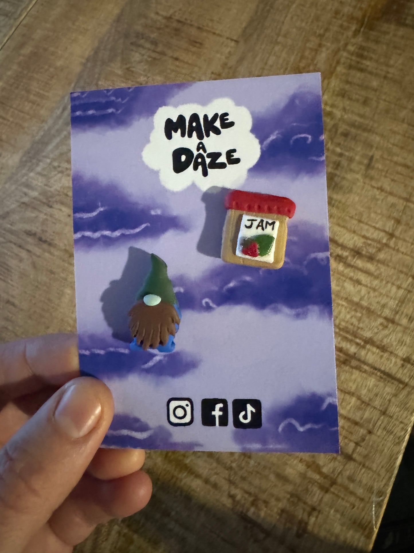 Polymer Clay Double Pack Pin Badge Set - Gnome and Jam Jar