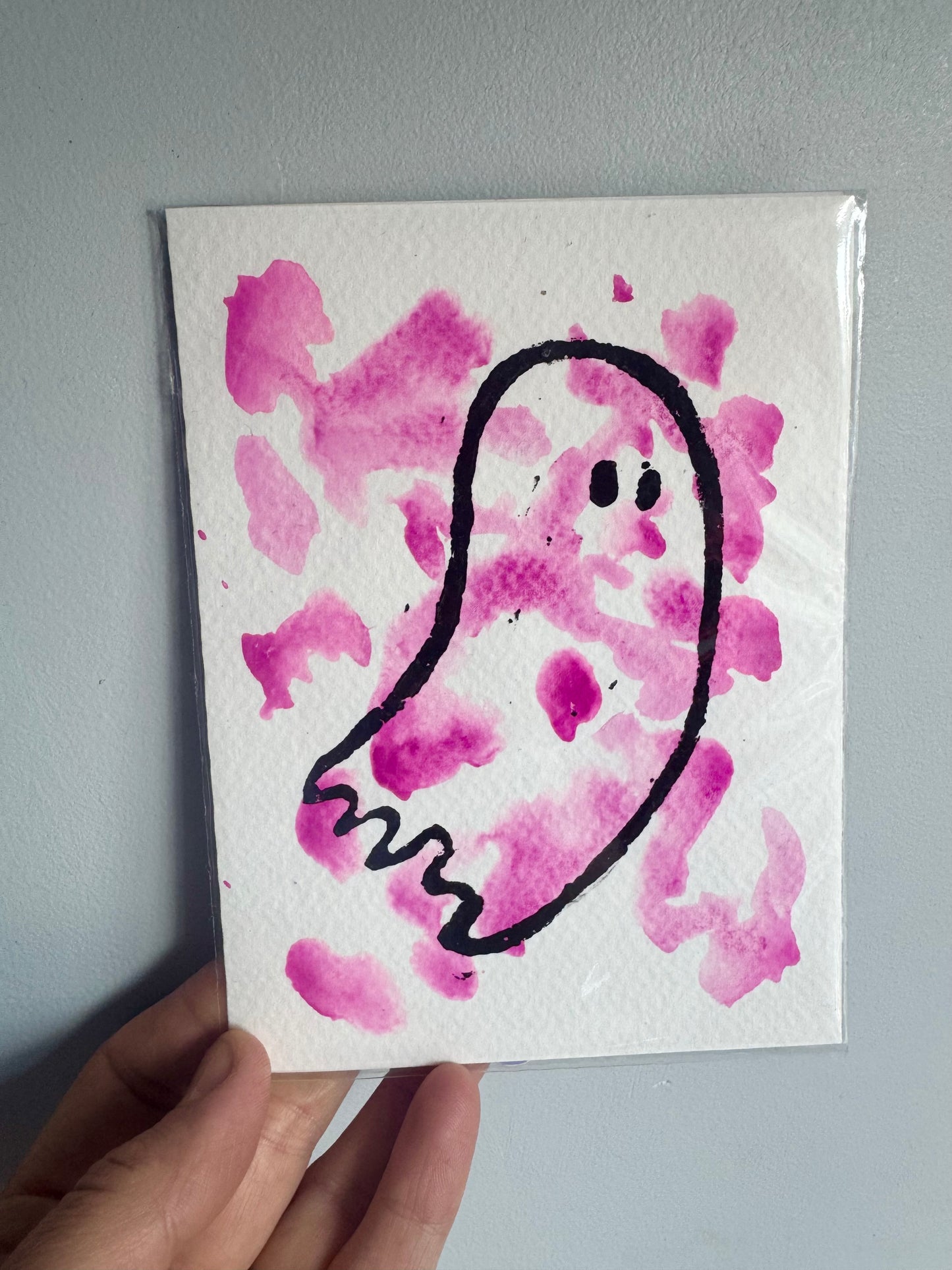 Watercolour & Lino Print Ghost Set in Pink
