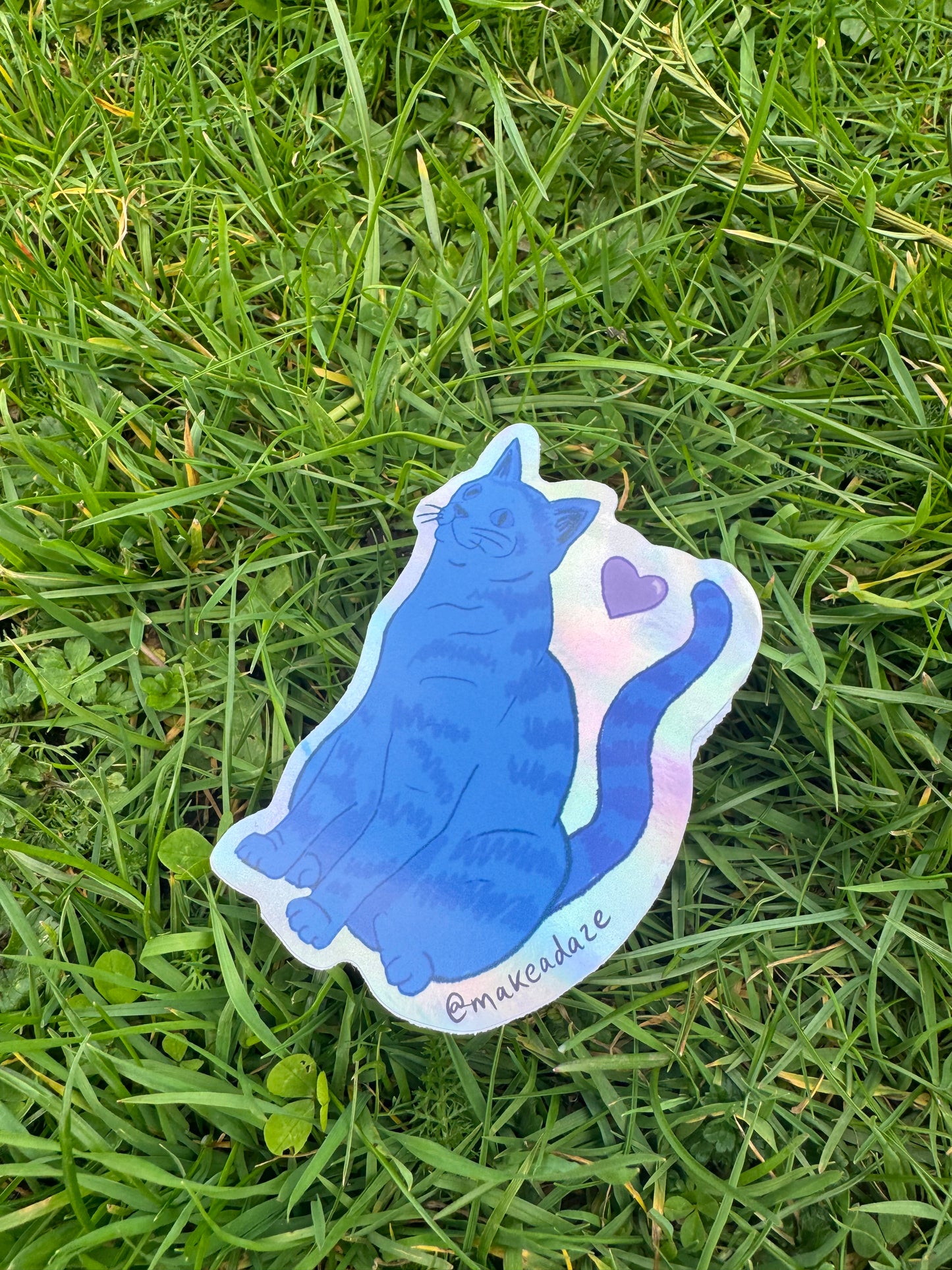 Shiny Blue Cat Vinyl Sticker
