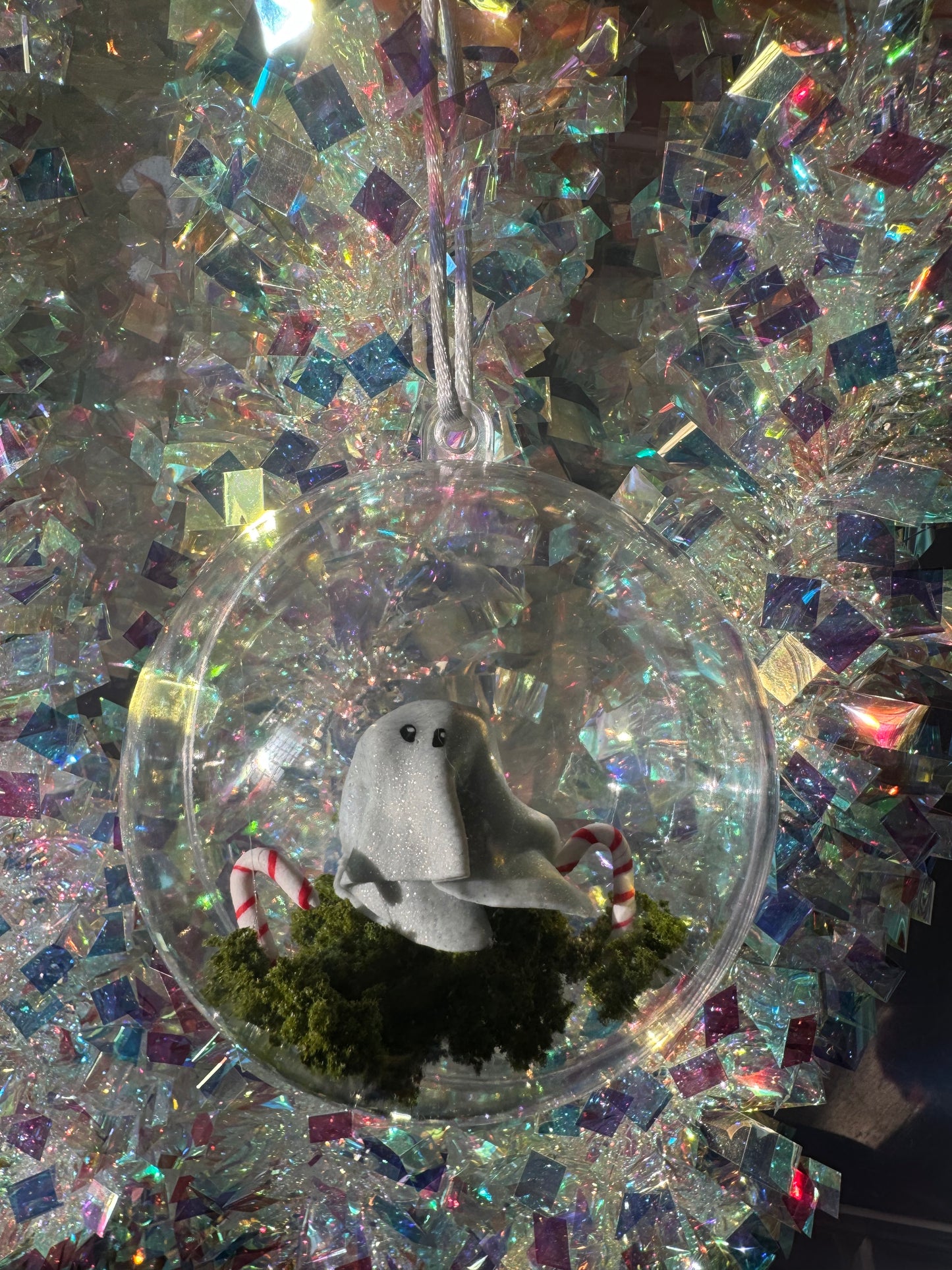 Festive Ghost Large Bauble Decoration