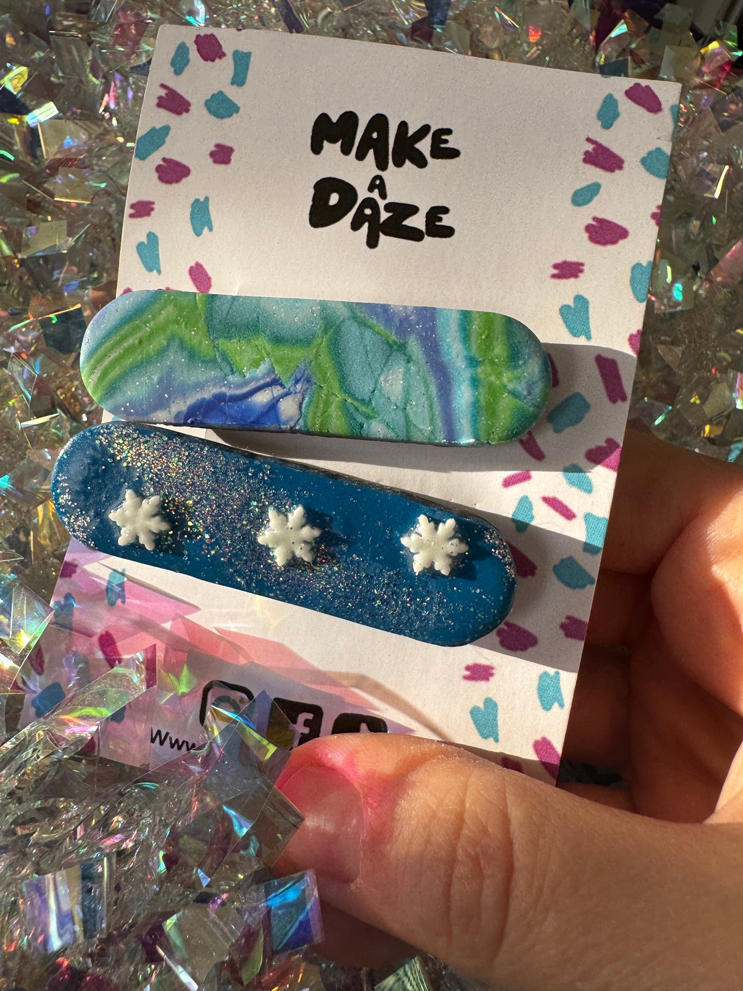 Blue Mix Festive Hair Clips Twin Pack