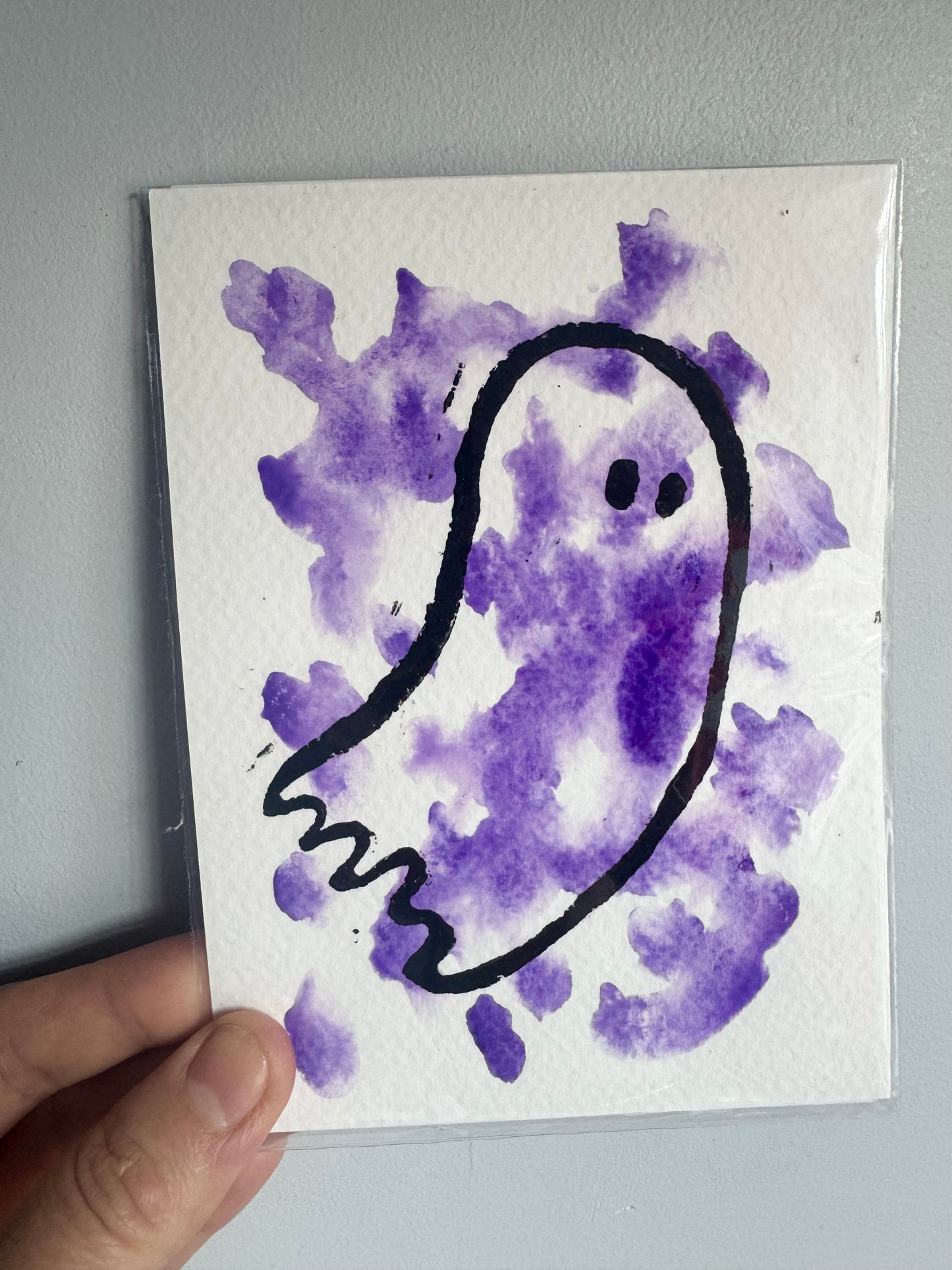 Watercolour & Lino Print Ghost Set in Purple