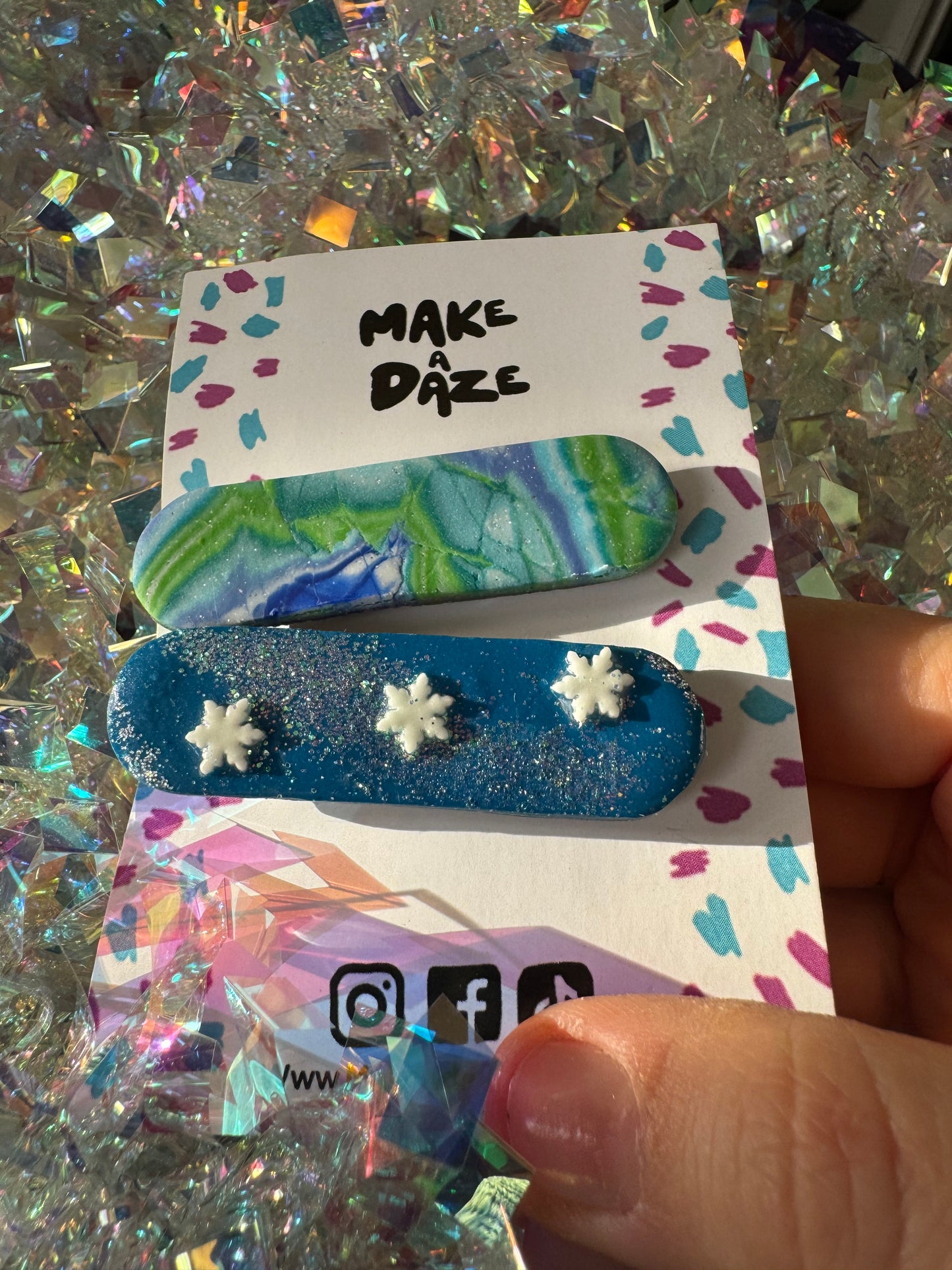 Blue Mix Festive Hair Clips Twin Pack