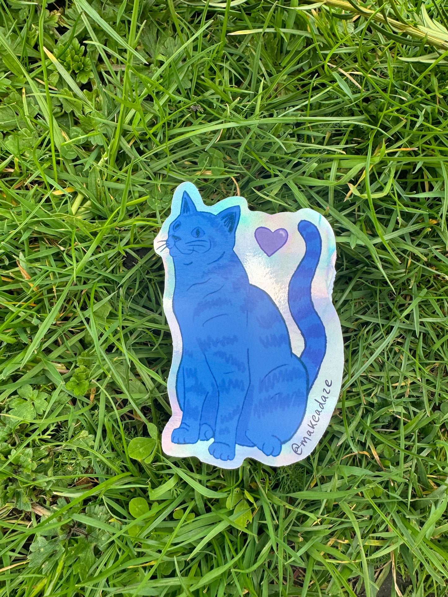 Shiny Blue Cat Vinyl Sticker