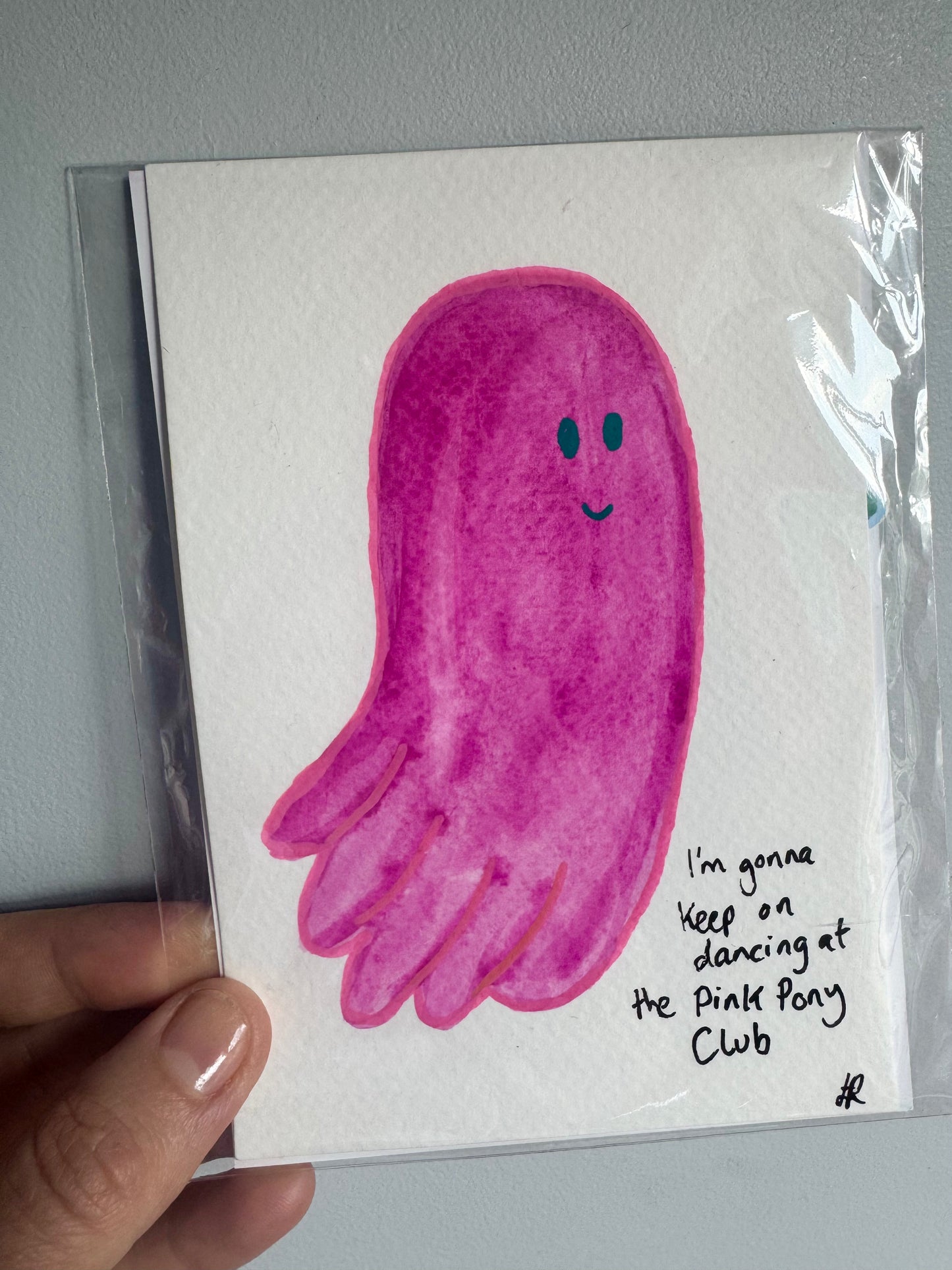Pink Ghost Original Art Set with Lyric Quote