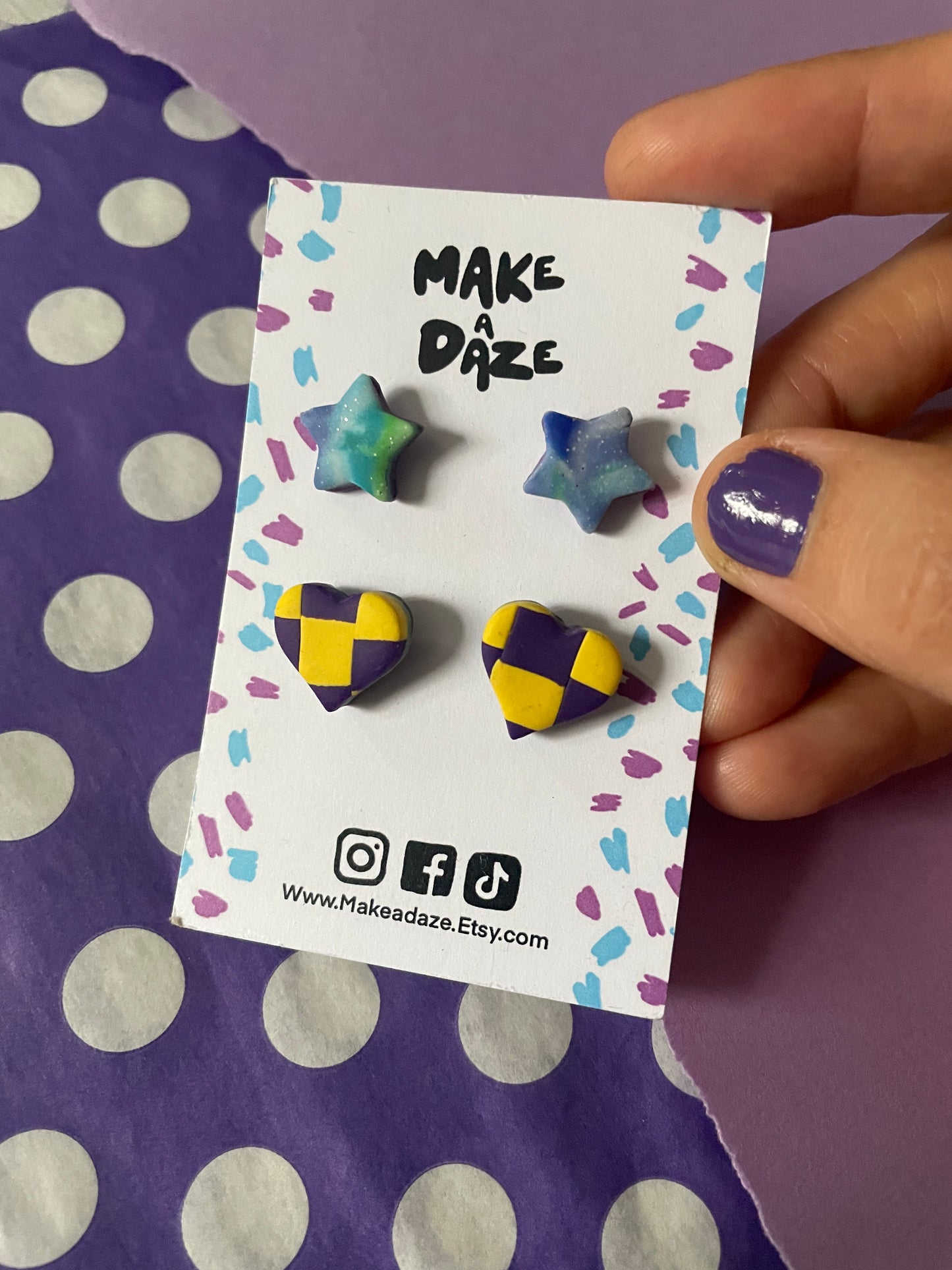 Stud Earring Twin Pack: Star and Heart Set