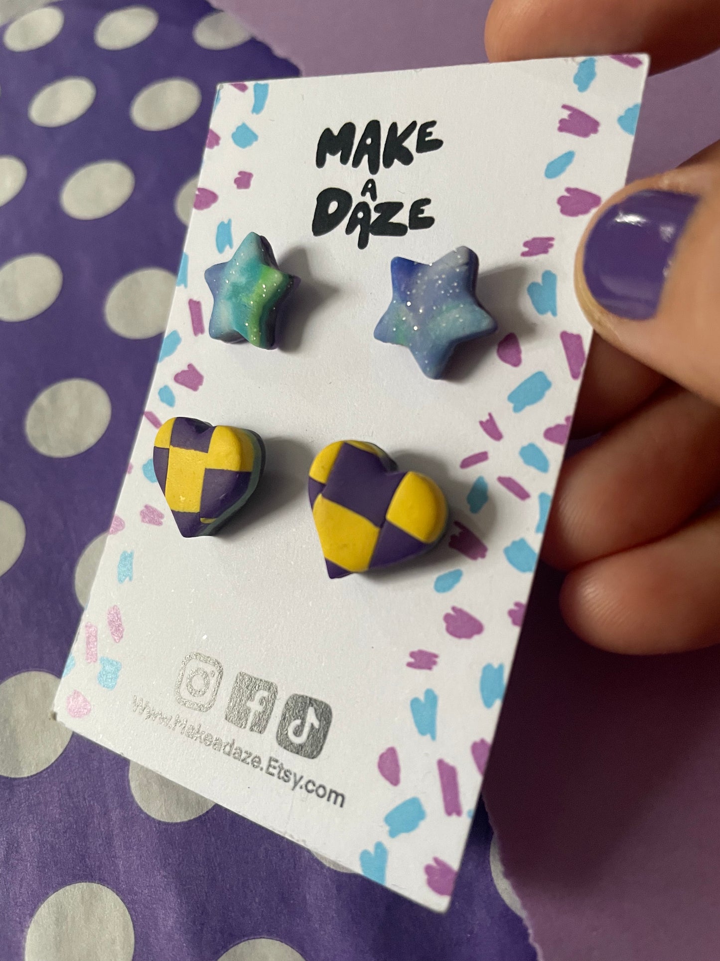 Stud Earring Twin Pack: Star and Heart Set