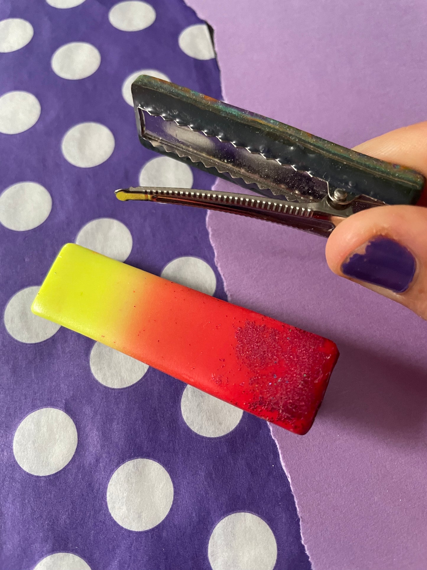 Hair clip 2 pack: Fire Ombre Sparkle and Mixed Jewel Tones