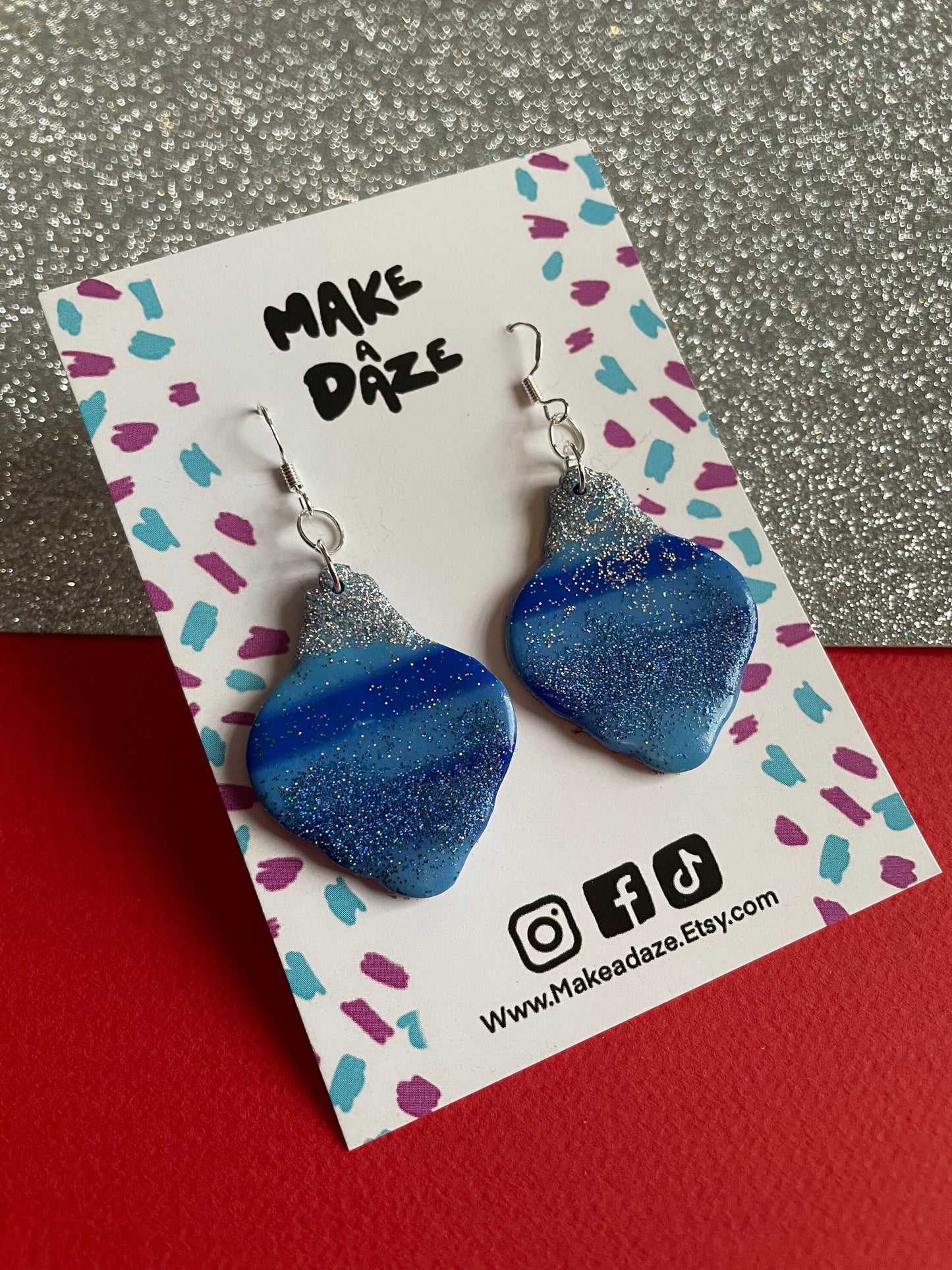 Blue Bauble Christmas Sparkle Earrings