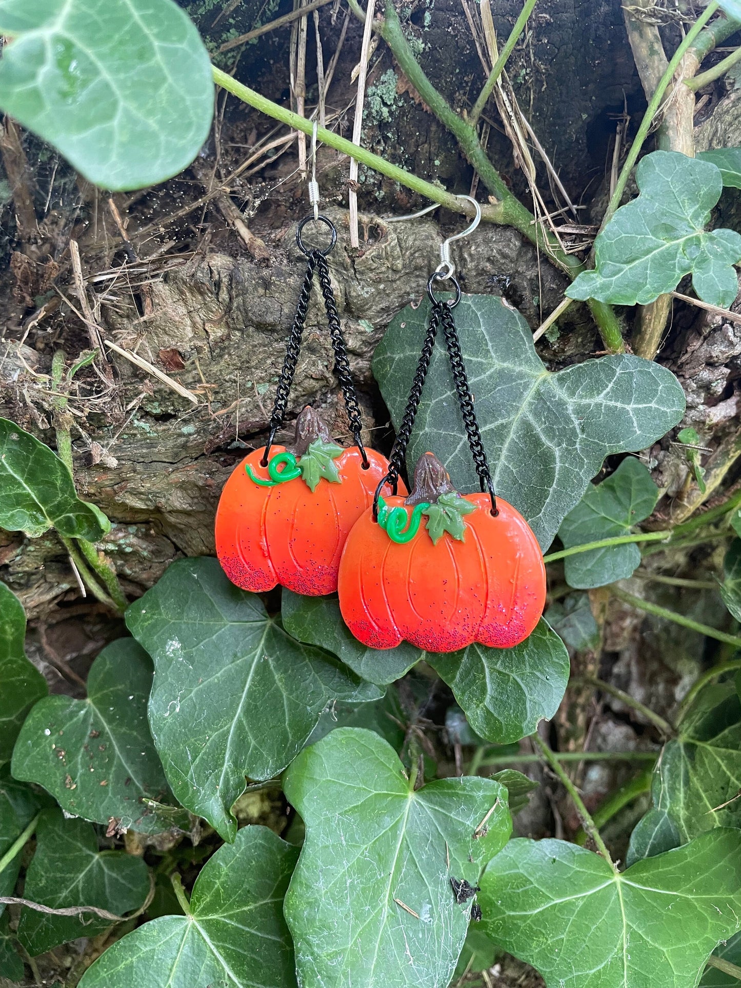 Pumpkin Ombré Sparkle Autumn Earrings