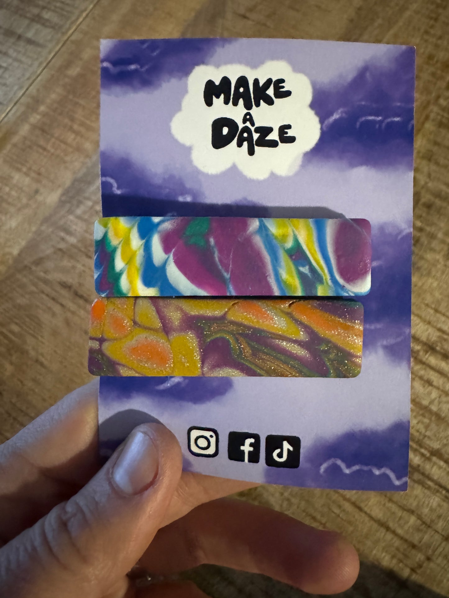 Abstract colourful hairclips twin pack set