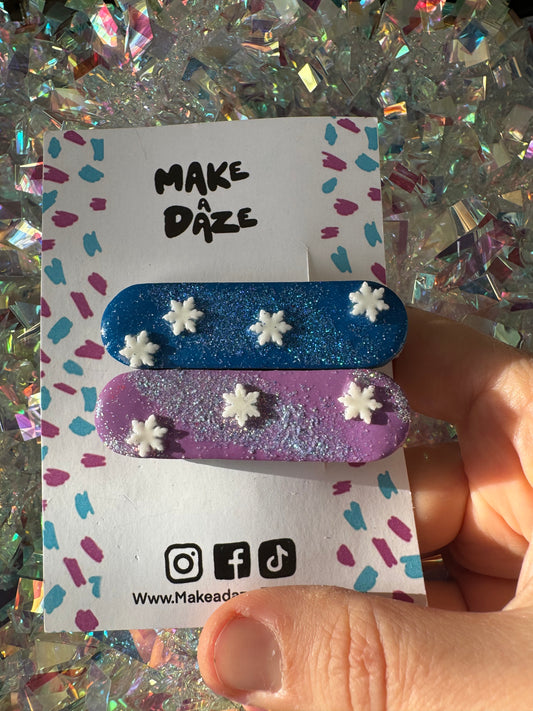 Blue and Purple Festive Hair Clips Twin Pack