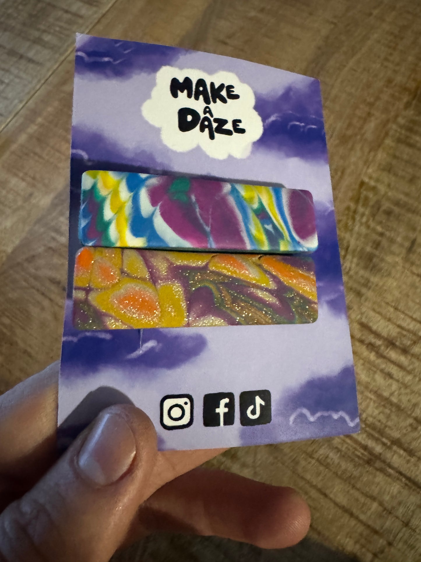 Abstract colourful hairclips twin pack set