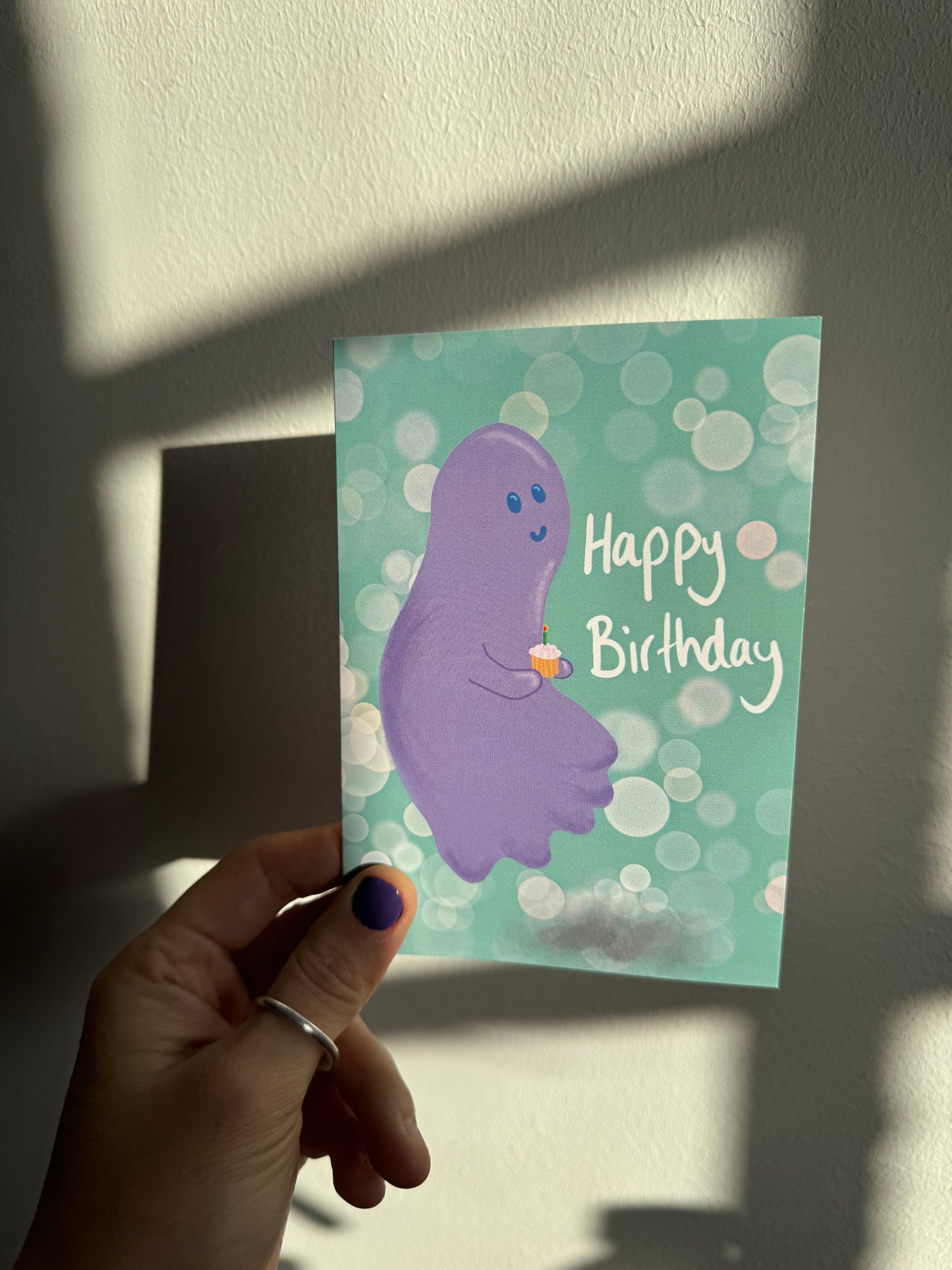 Happy Birthday Ghost Cupcake Greeting Card