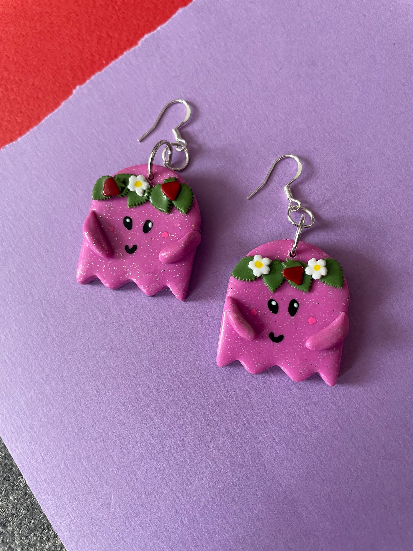Flower Crown Cutie Ghost in Pink Earrings