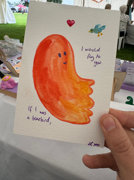 Orange Ghost Original Art Set with Lyric Quote