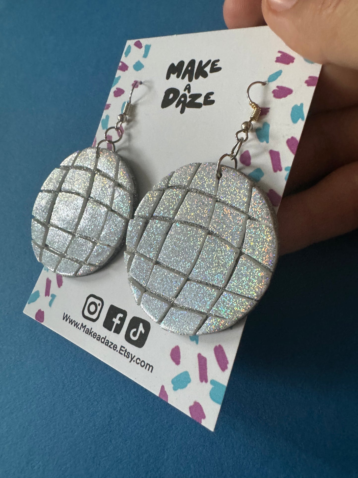 Disco Mirrorball Glitter Statement Earrings