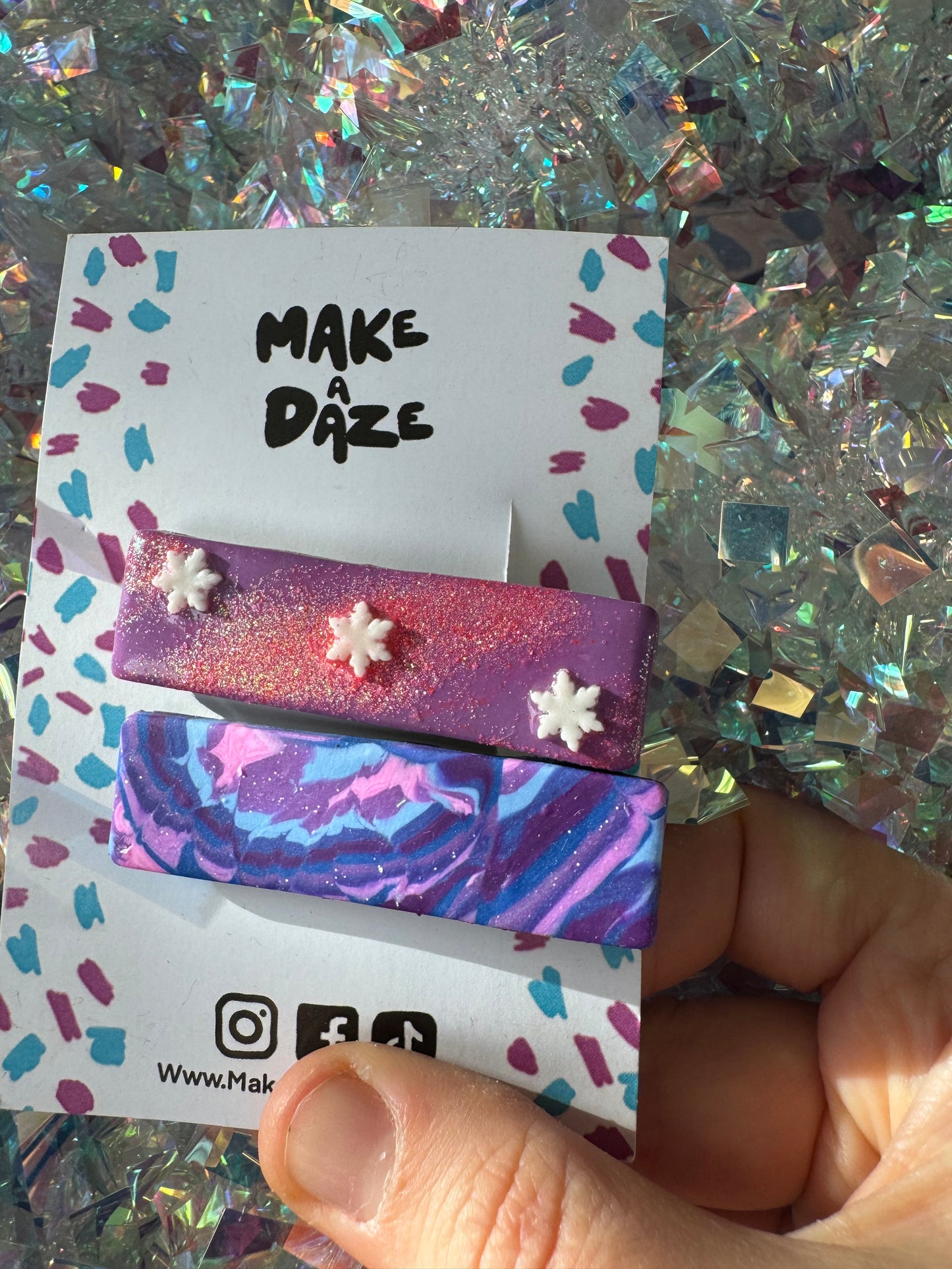 Pink and Purple Festive Hair Clips Twin Pack