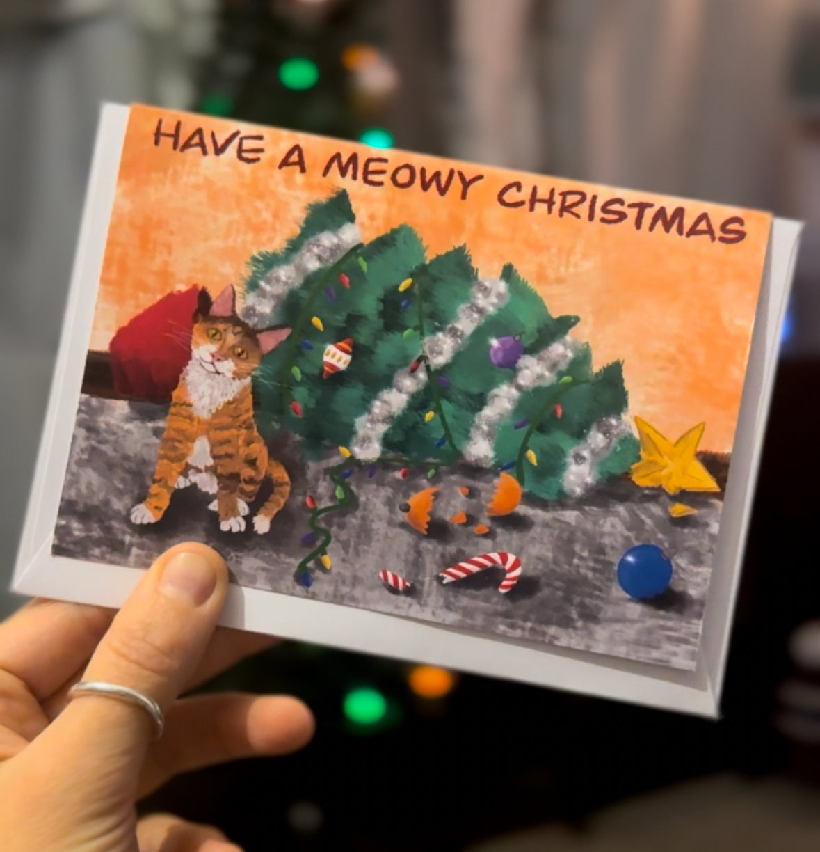 Meowy Christmas Festive Cat Kitten Greeting Card