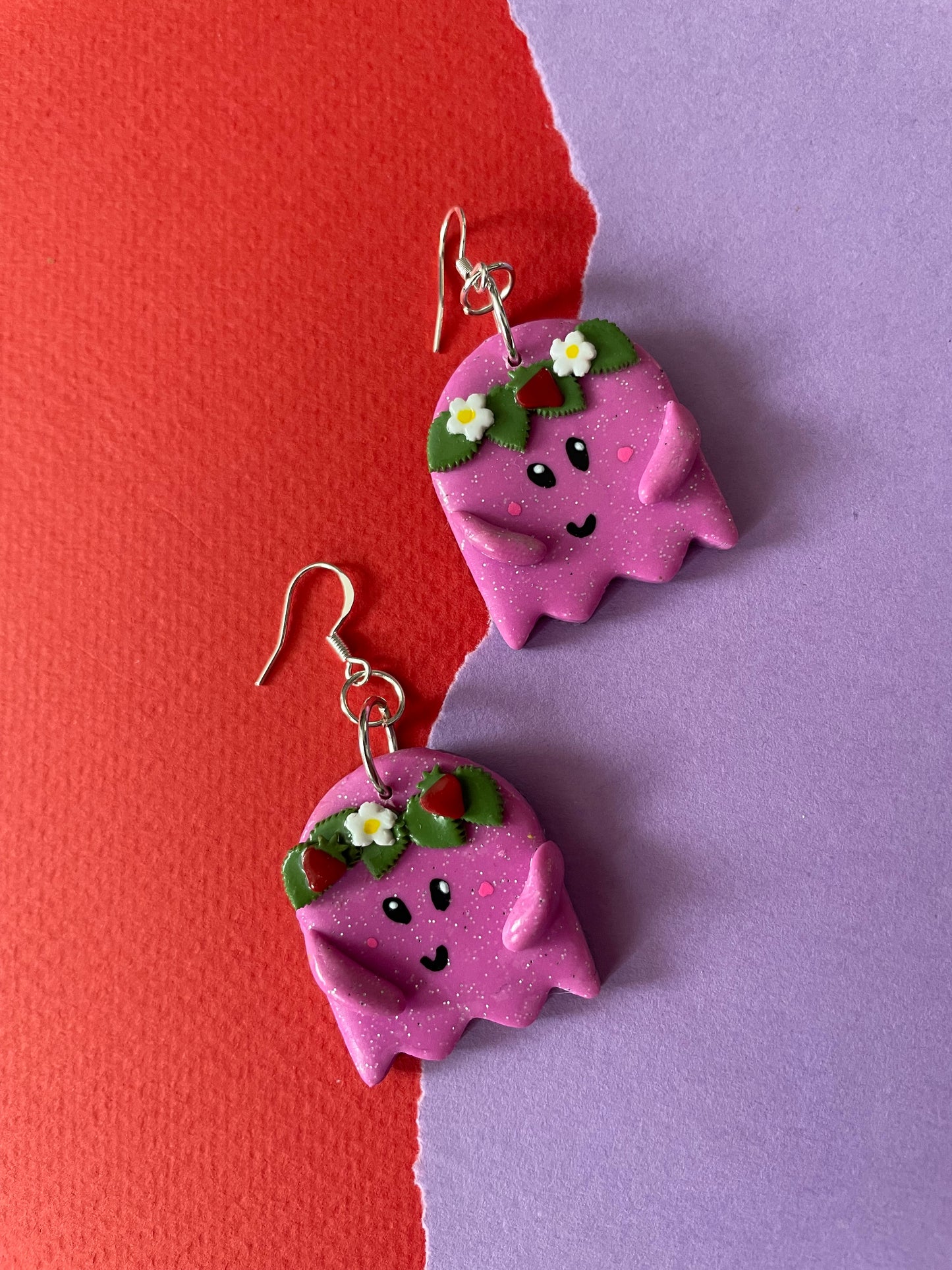 Flower Crown Cutie Ghost in Pink Earrings