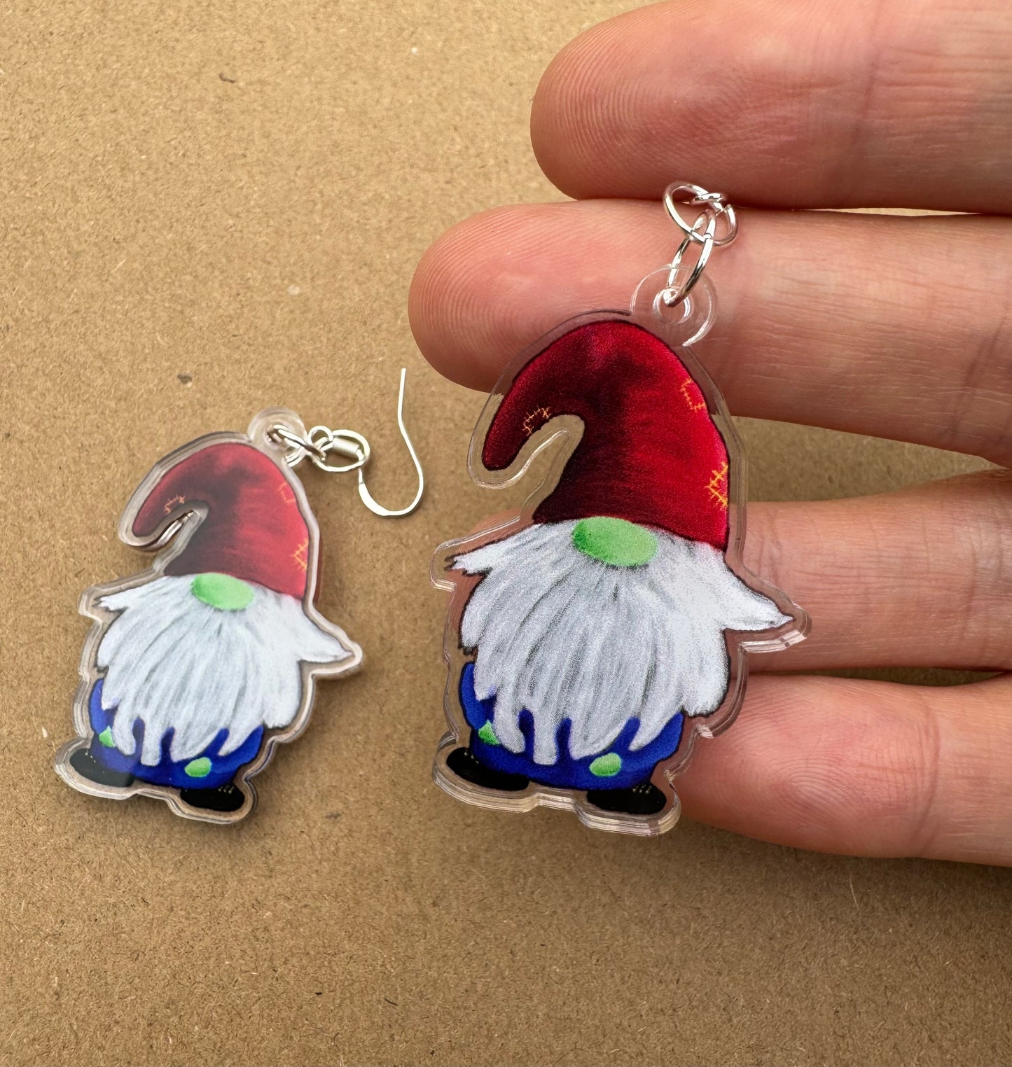 Acrylic Gnome Gonk Illustration Dangle Earrings