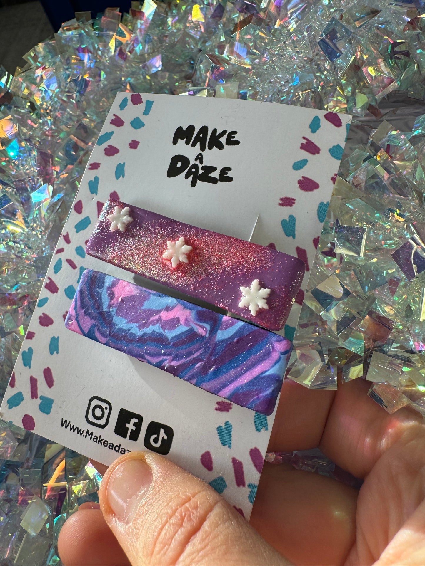 Pink and Purple Festive Hair Clips Twin Pack