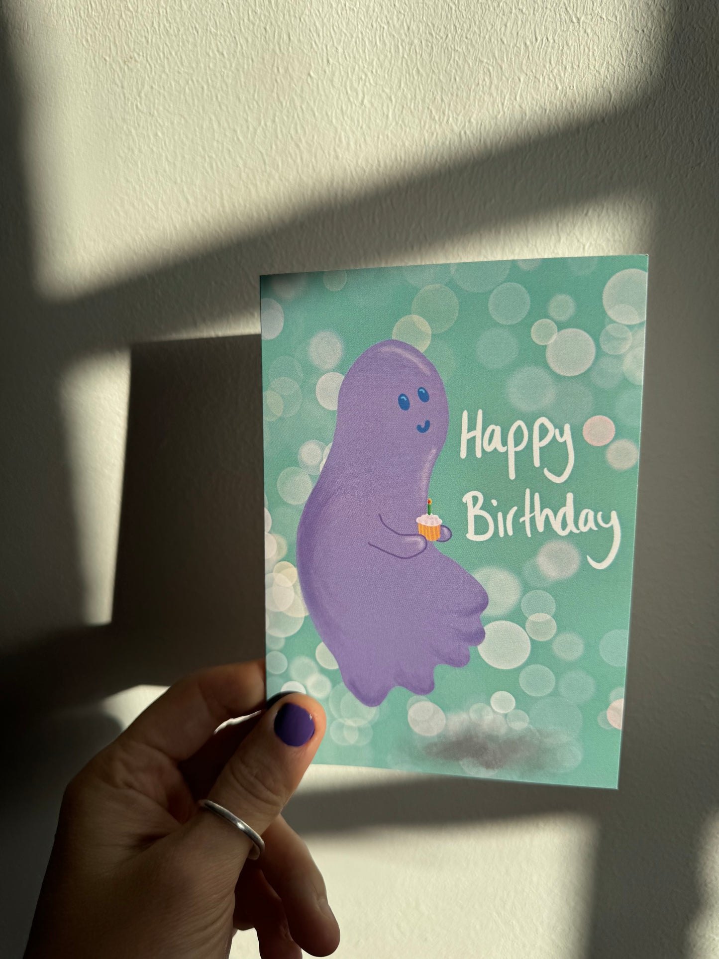 Happy Birthday Ghost Cupcake Greeting Card