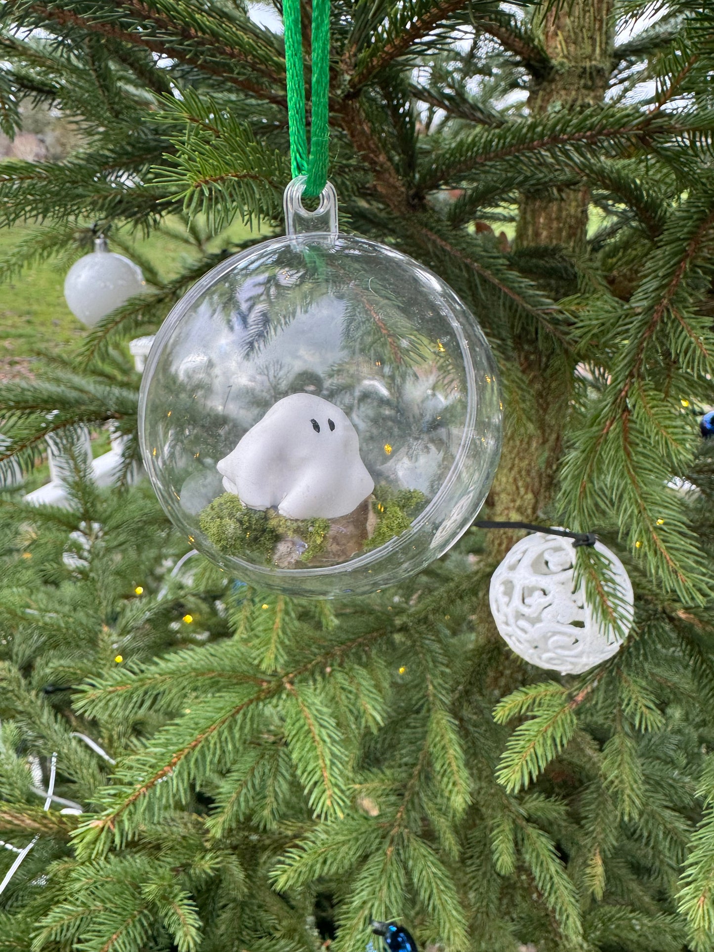 Festive Ghost Small Bauble Decoration