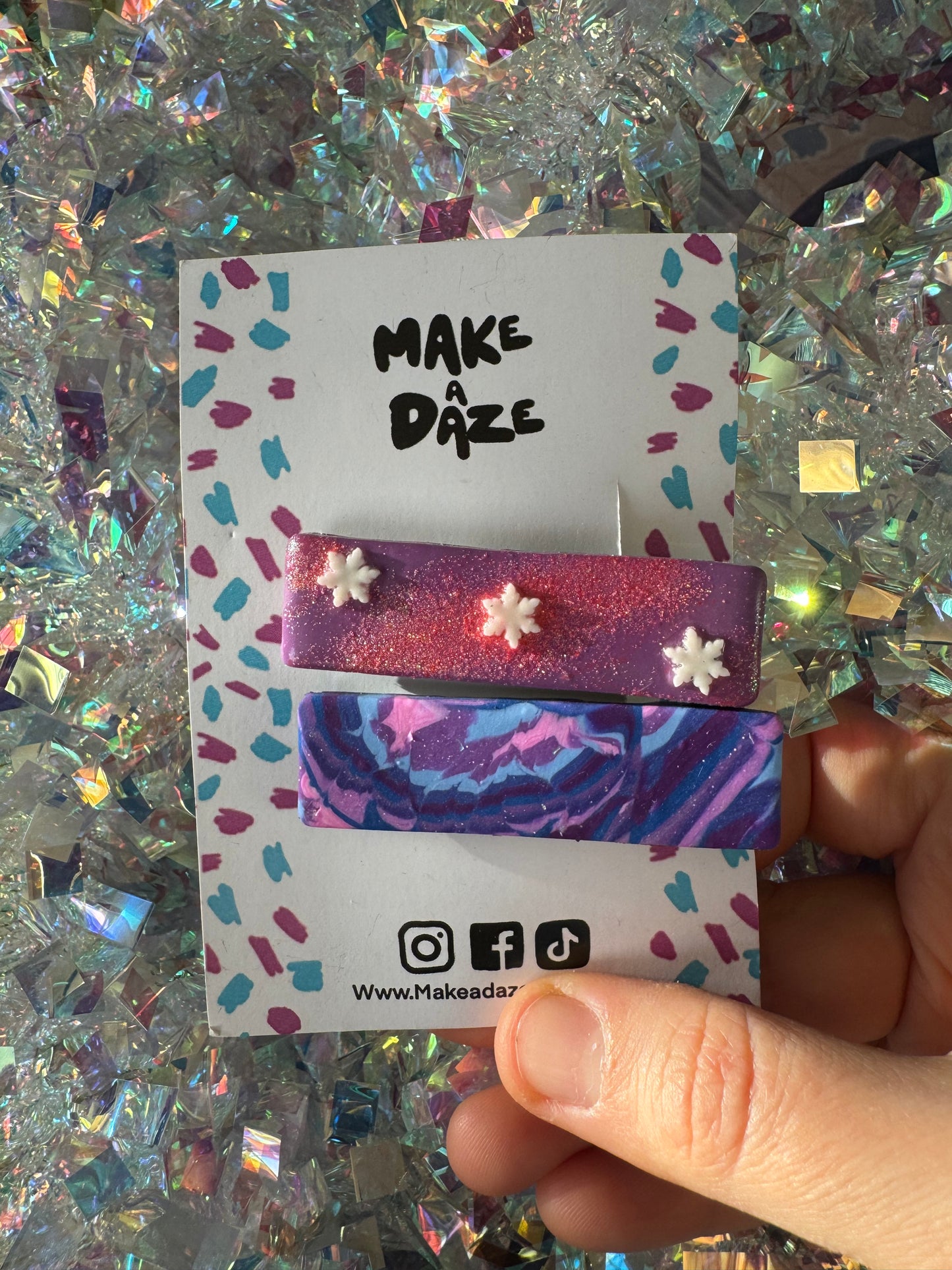 Pink and Purple Festive Hair Clips Twin Pack