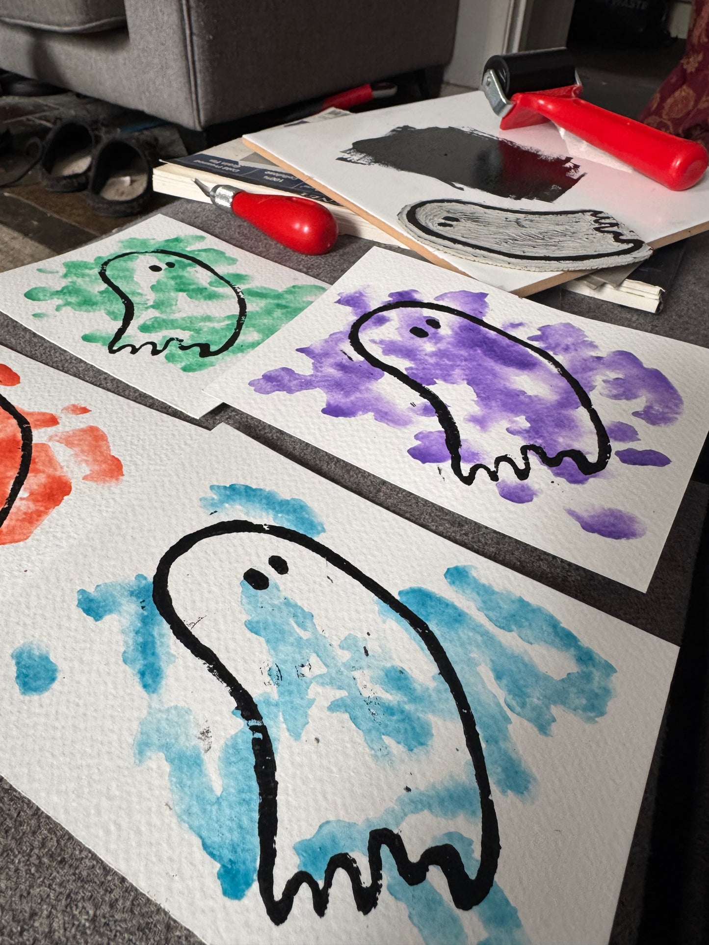 Watercolour & Lino Print Ghost Set - Being Green Frog