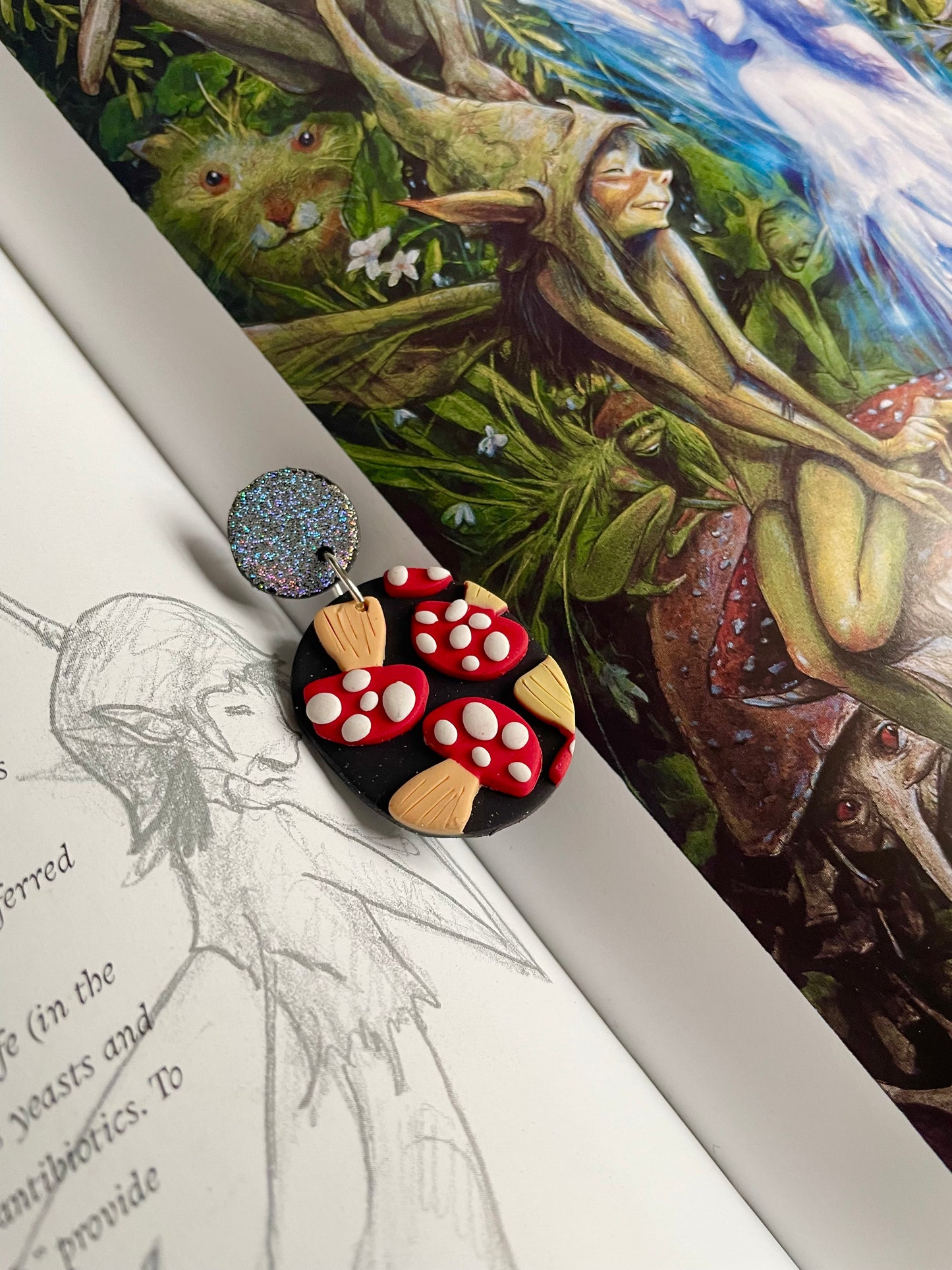 Glitter Toadstool Mushroom Earrings