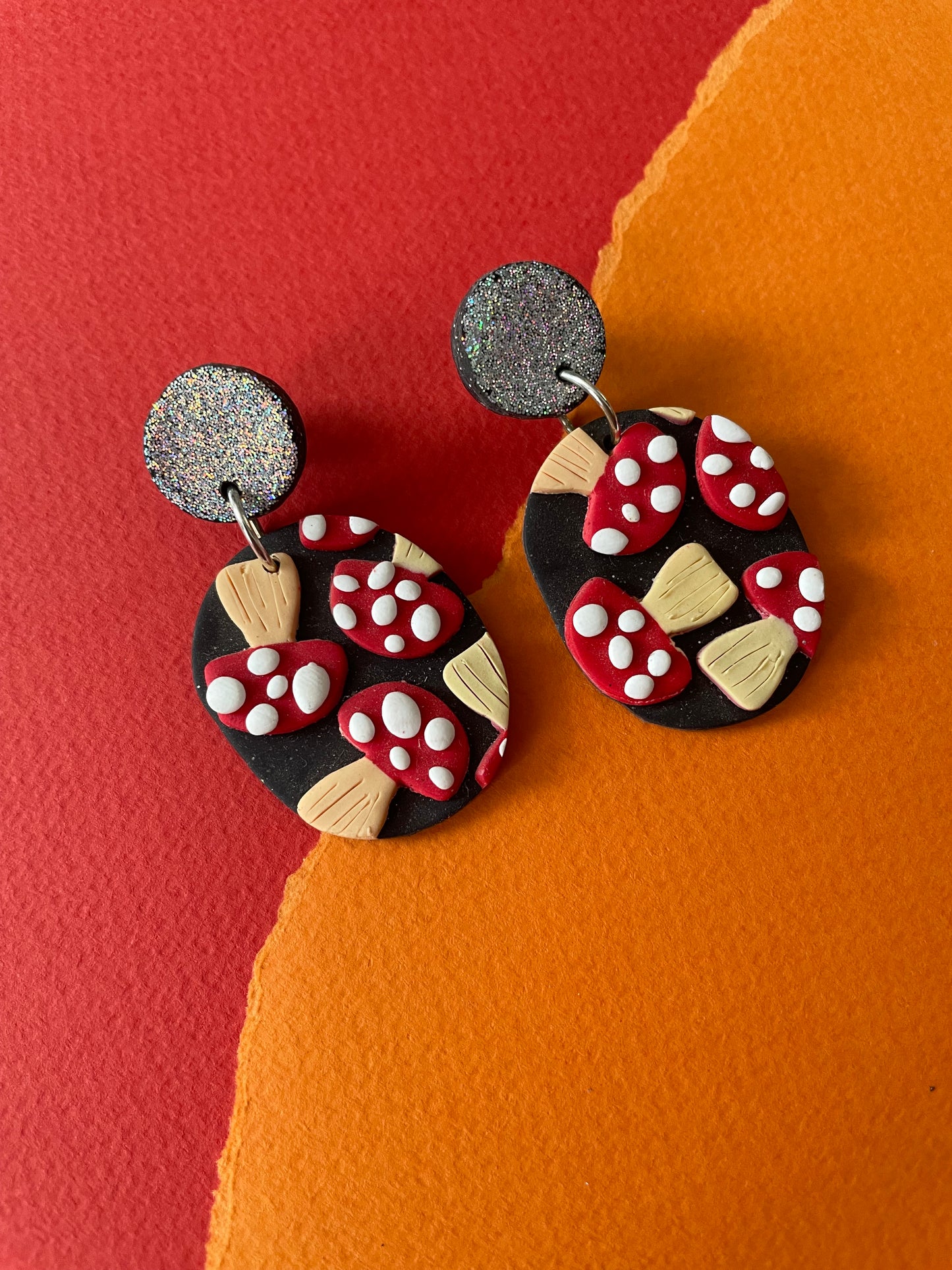 Glitter Toadstool Mushroom Earrings