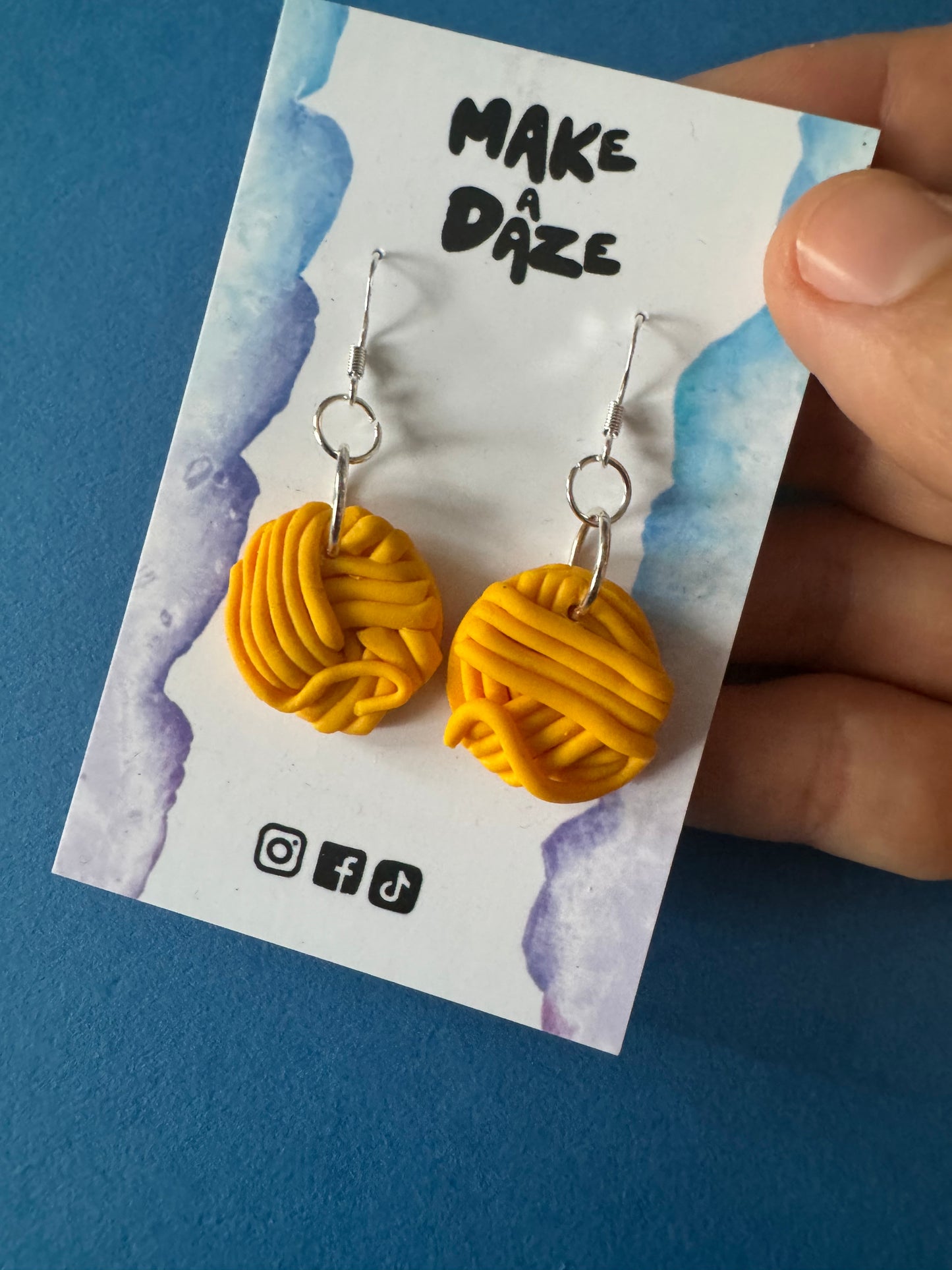 Wool Yarn Ball Polymer Clay Earrings