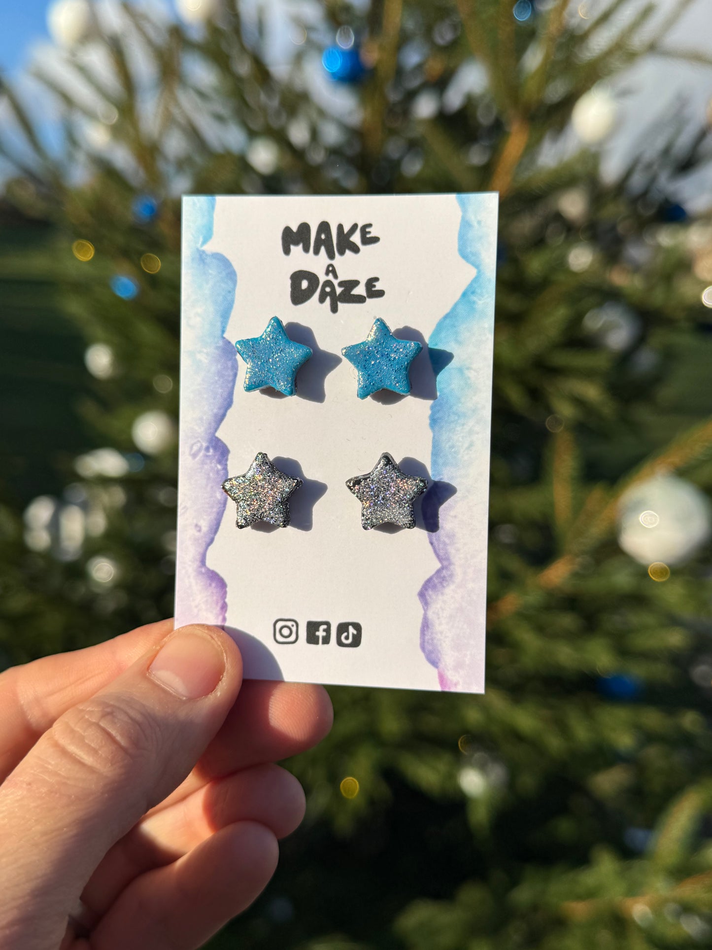 Sparkle Glitter Star studs Earring set