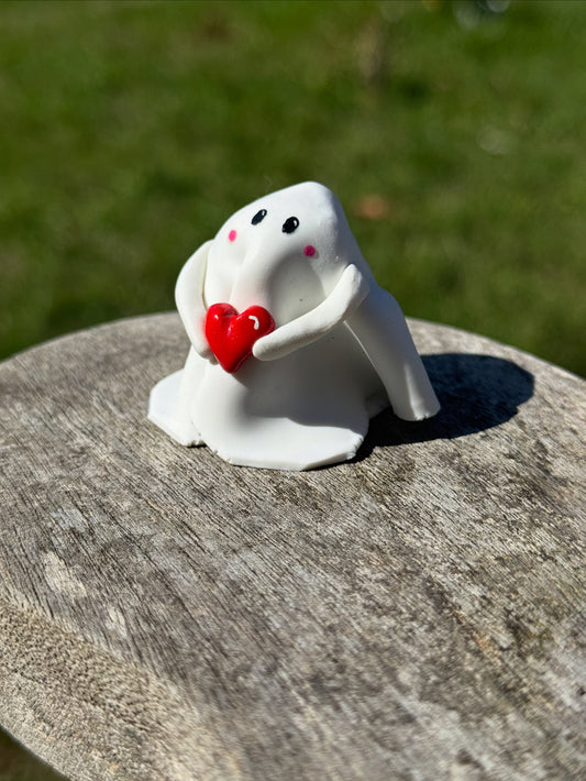 Love Heart Ghost Buddy Figure: Classic White Ghost